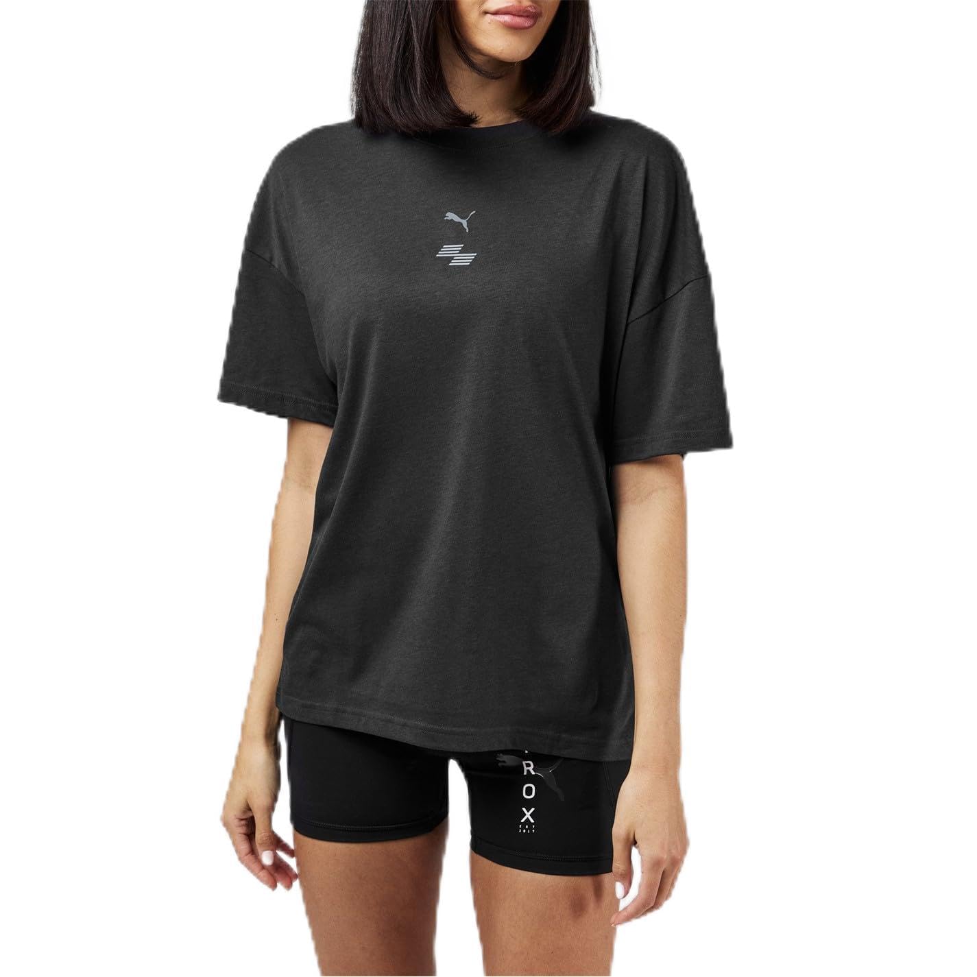 Puma Women's Hyrox Short-Sleeve Performance Gym Top - Dark Grey - 10 (S)