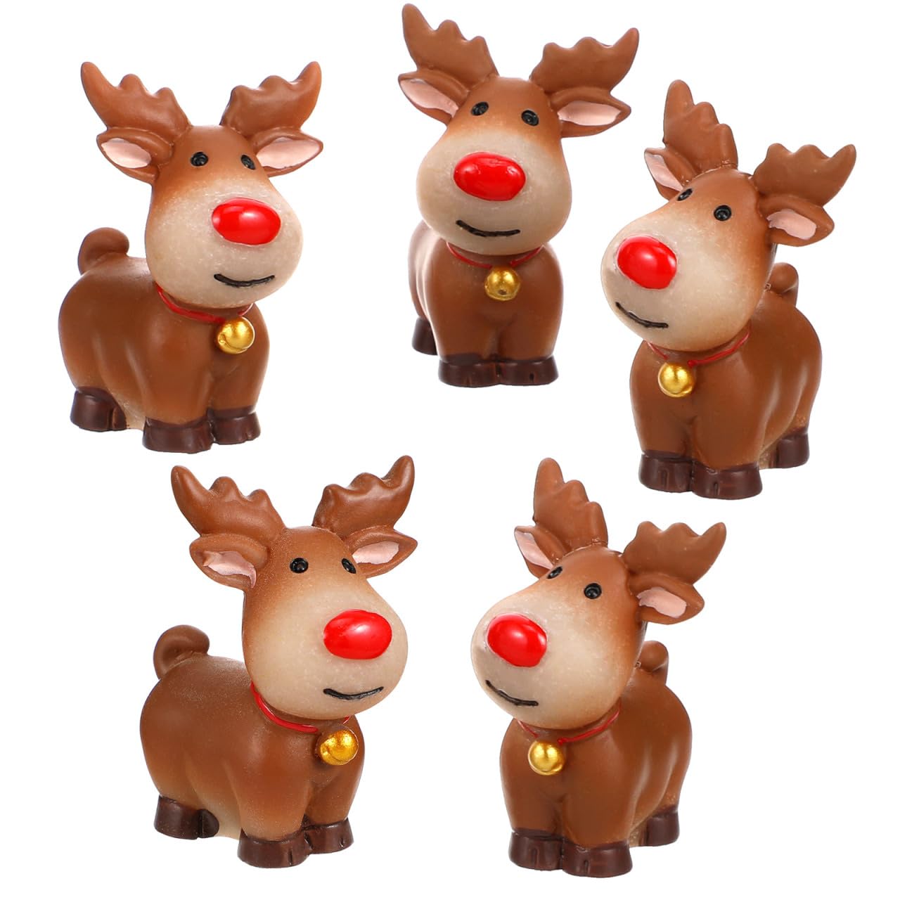 Gatuida 5Stücke Kleiner Weihnachten Elch Figuren Harz Ornament Rentier Cartoon Statue für Büro Schlafzimmer Micro Landschaft Dekoration