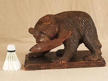 Amazon.co.jp: 昭和レトロ八雲白老記念木彫り熊26m北海道彫刻家アイヌ