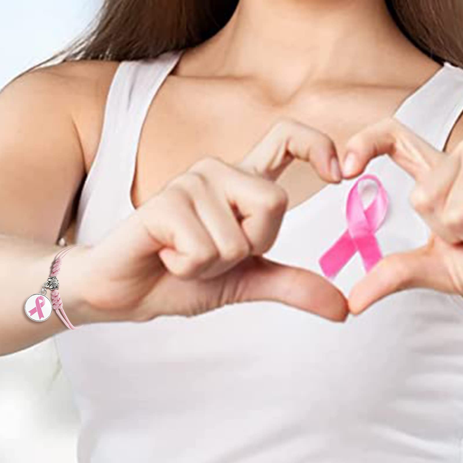 12x Brustbewusstsein Armbänder | Pink Ribbon Polymer-Ton Armbänder | Solidaritätsgeschenk Für Frauen