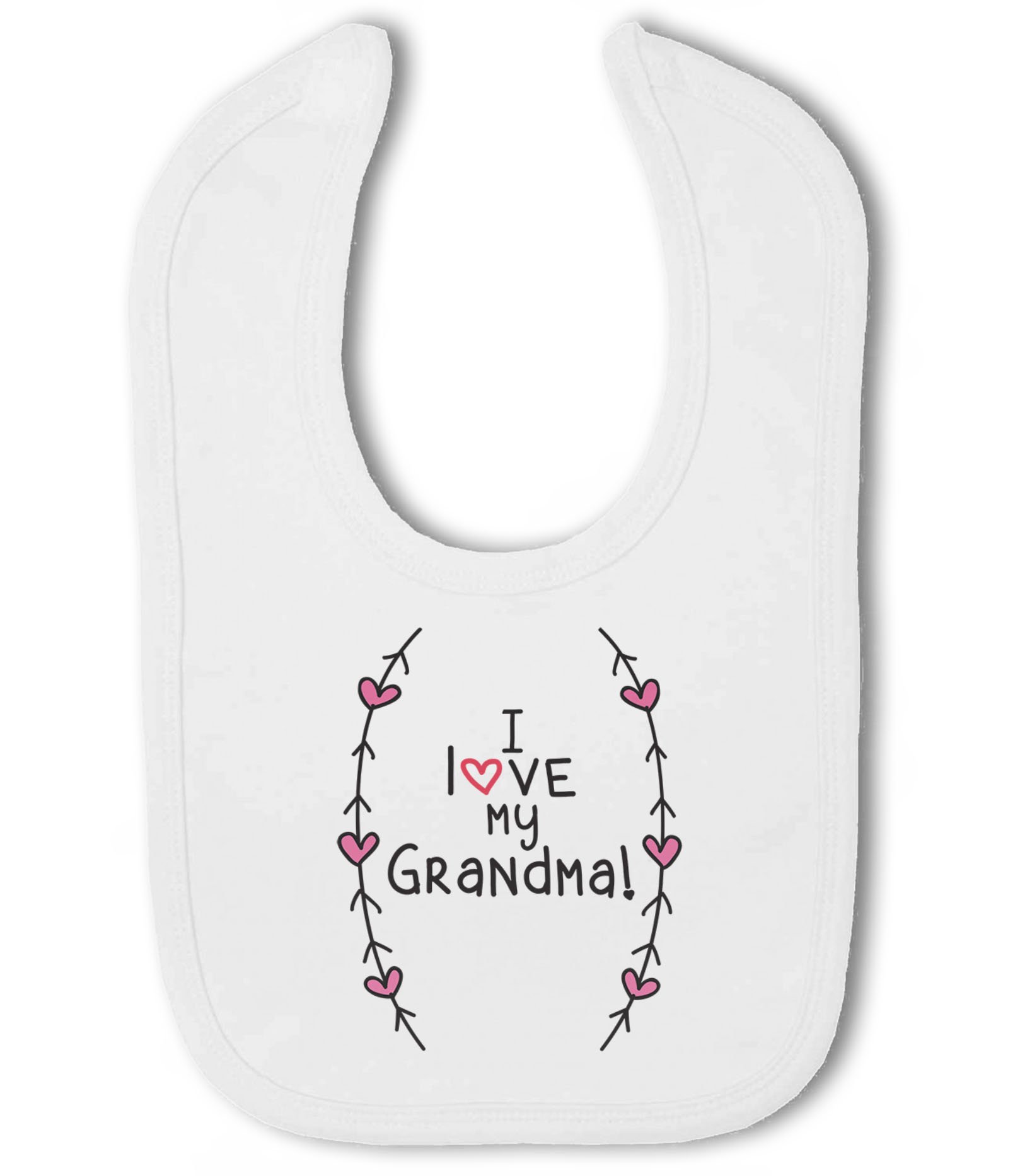 Make It Love It Sell It - I love my Grandma! (Hearts and Arrows) - Baby Hook and Loop Bib, Boy or Girl