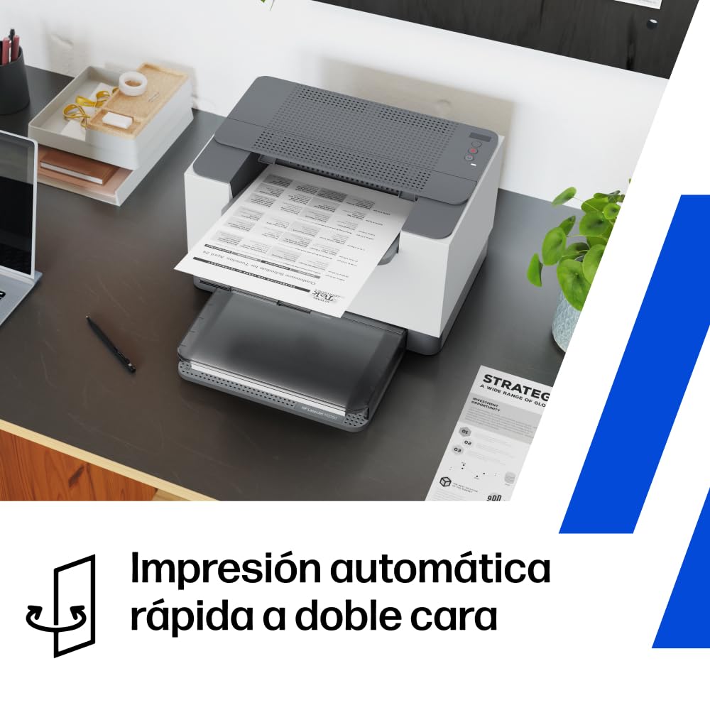 HP LaserJet M209dw 6GW62F, Impresora Láser A4 Monocromo - Impresión a Doble Cara Automática (29ppm, Wi-Fi, Ethernet, USB, Procesador 500MHz, Memoria 64MB, Smart App, Panel de Control) Blanca y Gris