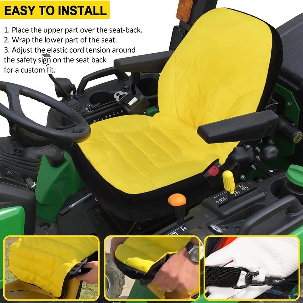 Coprisedile per trattore, sedile trattore, Fodera Protettiva per Sedile, LP68694 CPLP68694 Kit di ricambio per trattore da giardino 1025R 2025R, cotone giallo, vestibilità personalizzata