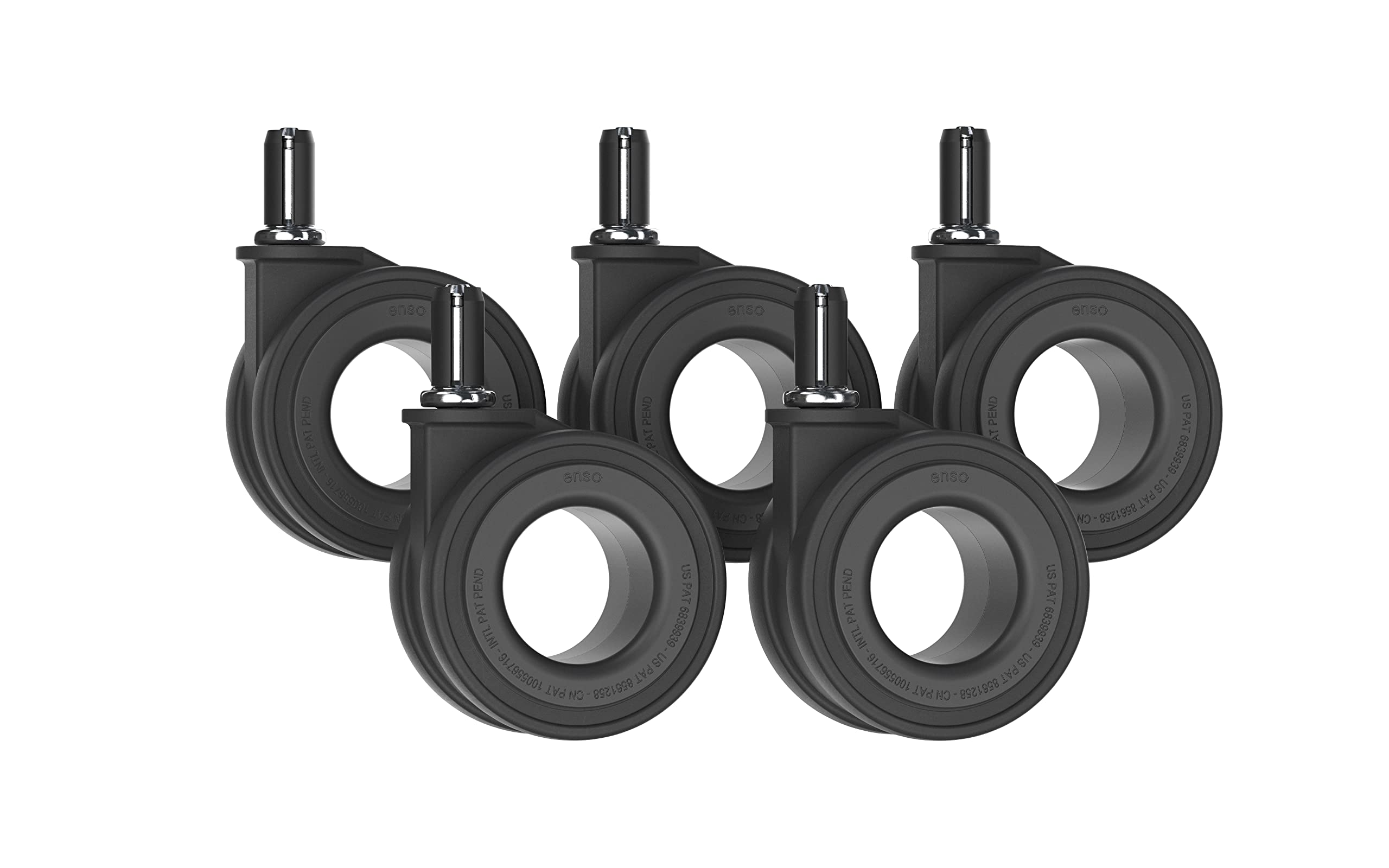 Enso Motion Okina Mu Series Lot de 5 roulettes de rechange pour chaise de bureau Noir
