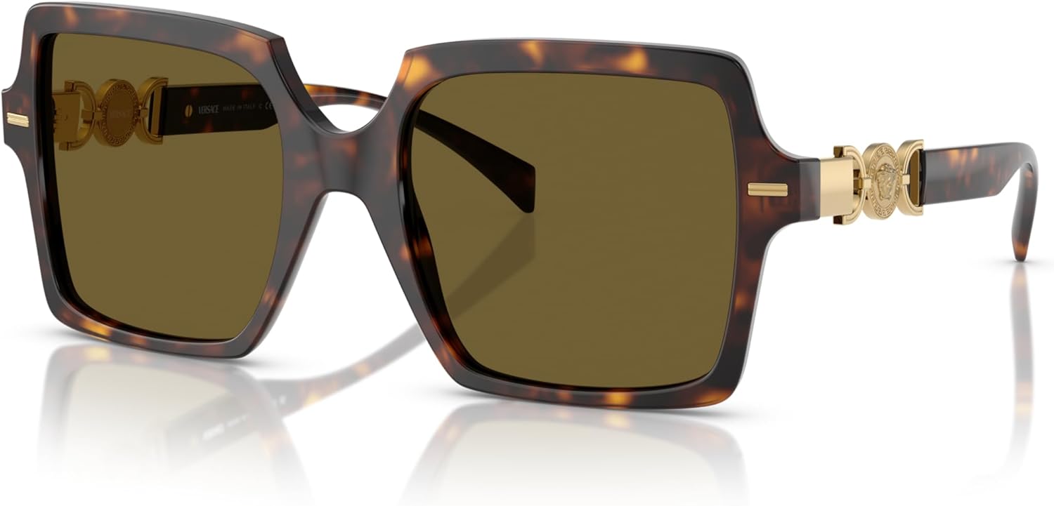 Versace Woman Sunglasses Havana Frame, Dark Brown Lenses, 55MM