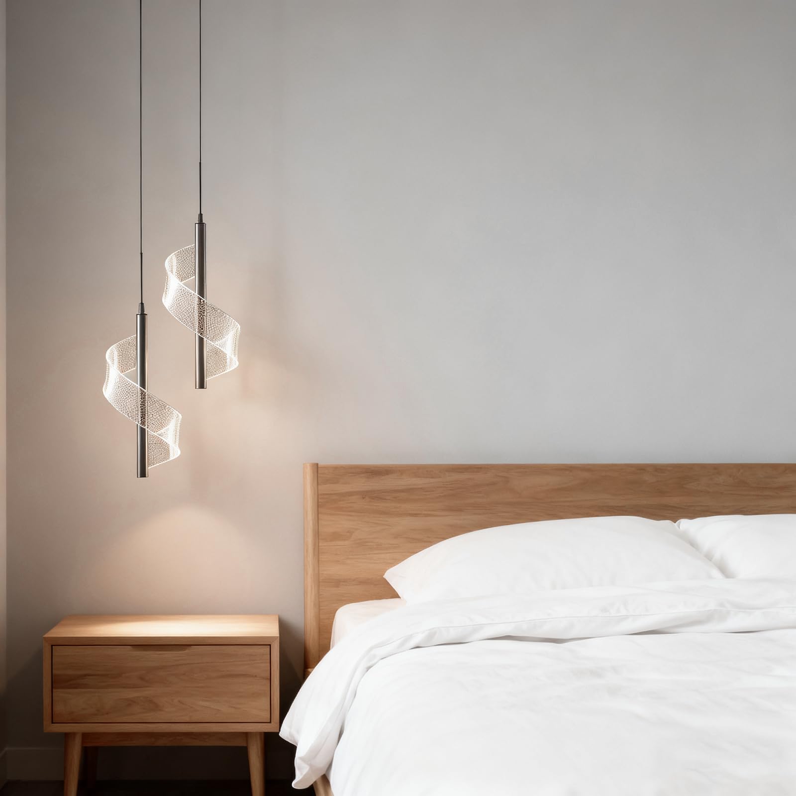 Nowoczesna złota lampa wisząca LED z 2 głowicami, akrylowa wstążka designerska, minimalistyczny żyrandol do kuchni, sypialni, jadalni, 10 W, regulowana wysokość 138 cm