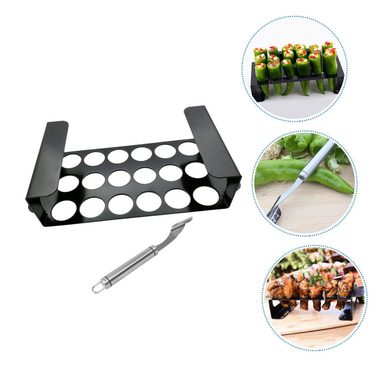 INOOMP Parrilla de Acero Inoxidable para Muslo de Pollo y ala, 1 Set