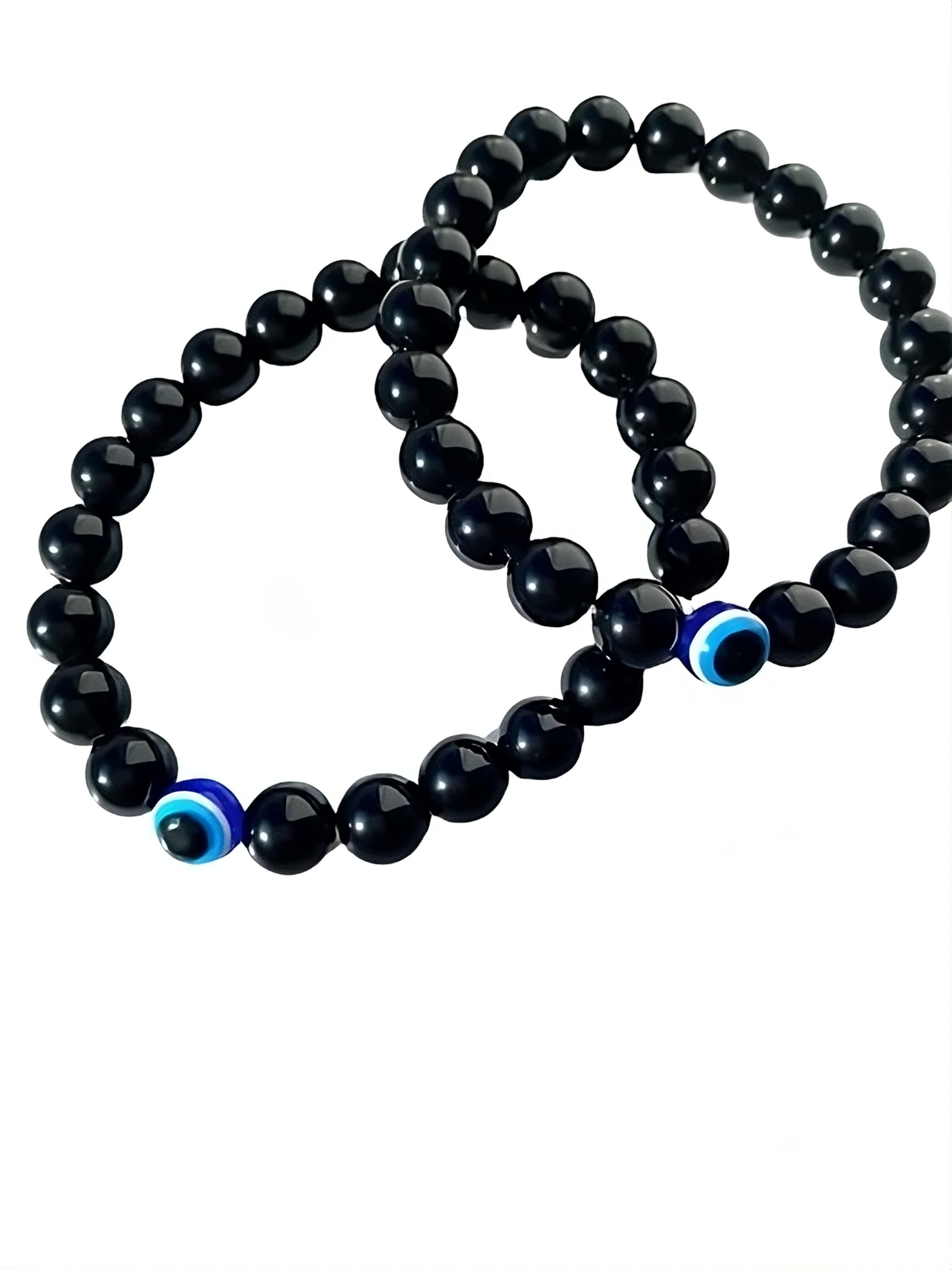 Sukhad Couple-Combo Matching Bracelet Ward off Negativity Black Onyx with Evil Eye Bracelet for women girls,boys, men 8-mm Avoid negative energy (Pack Of- 2) (B0CQM9MP4L) Amazon Price History, Amazon Price Tracker