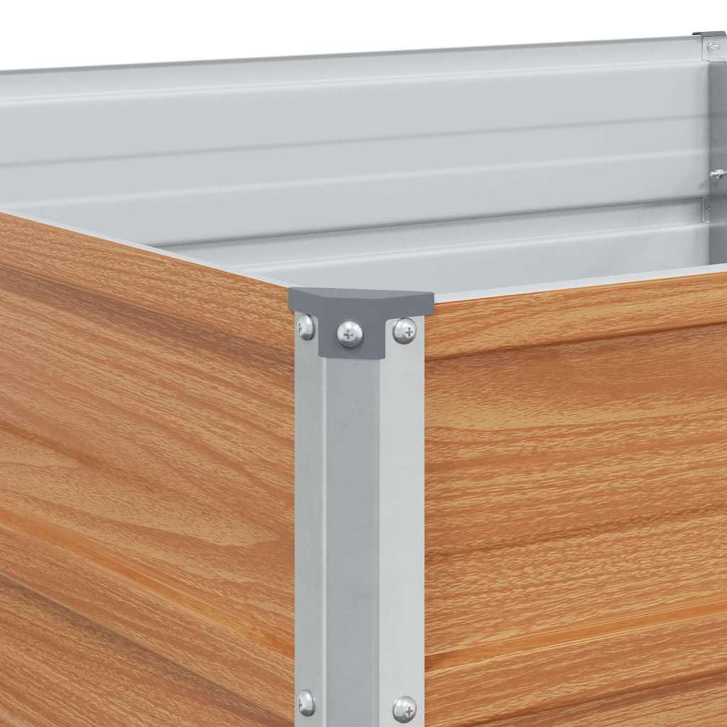 vidaXL Arriate Elevado Marrón Claro 400 x 80 x 45 cm Acero Galvanizado, Jardín y Terraza, Maceta de Metal Resistente, Huerto Elevado, Caja de Flores Exterior, Contenedor de Plantas para Hierbas