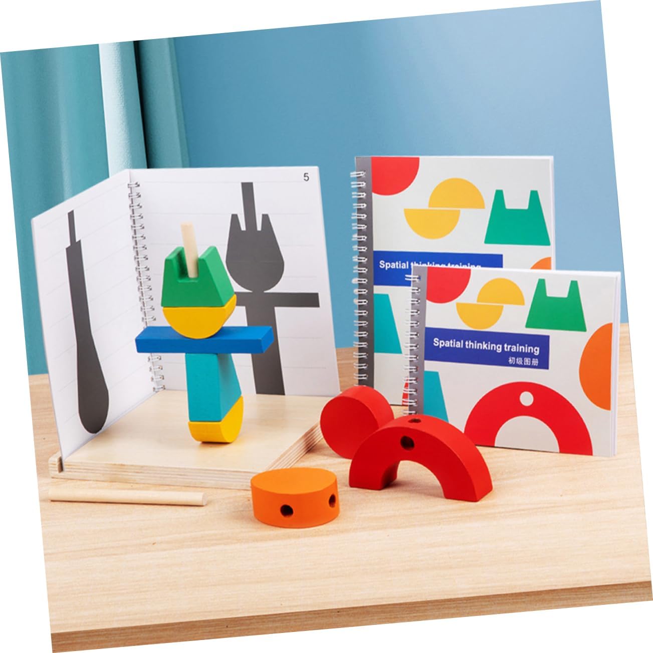 Kisangel 1 Set Montessori Wooden Building Blocks for Fine Motor Skill Activity Educational Blocks for Brain Development and Hand Eye Coordination Sturdy and Odor