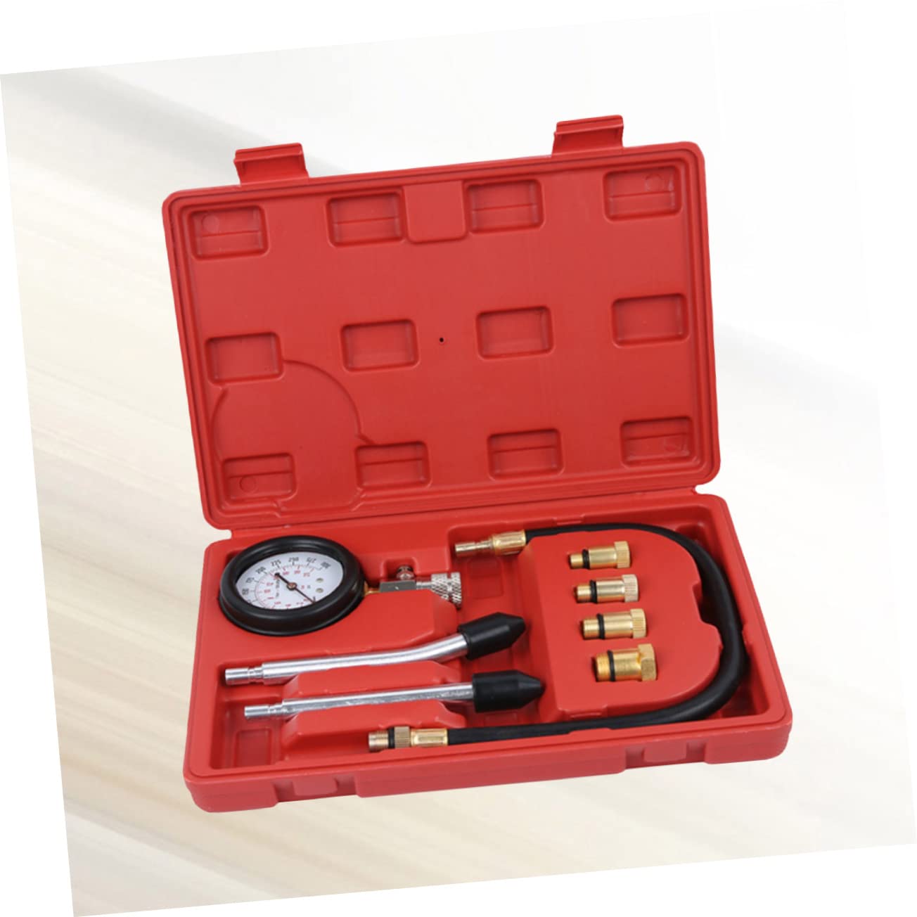 STOBAZA 1Set Multi Functional Cylinder Pressure Gauge Accurate Compression Tester for Car Motorcycle Includes Adapters Quick Coupling Storage Case for Engine