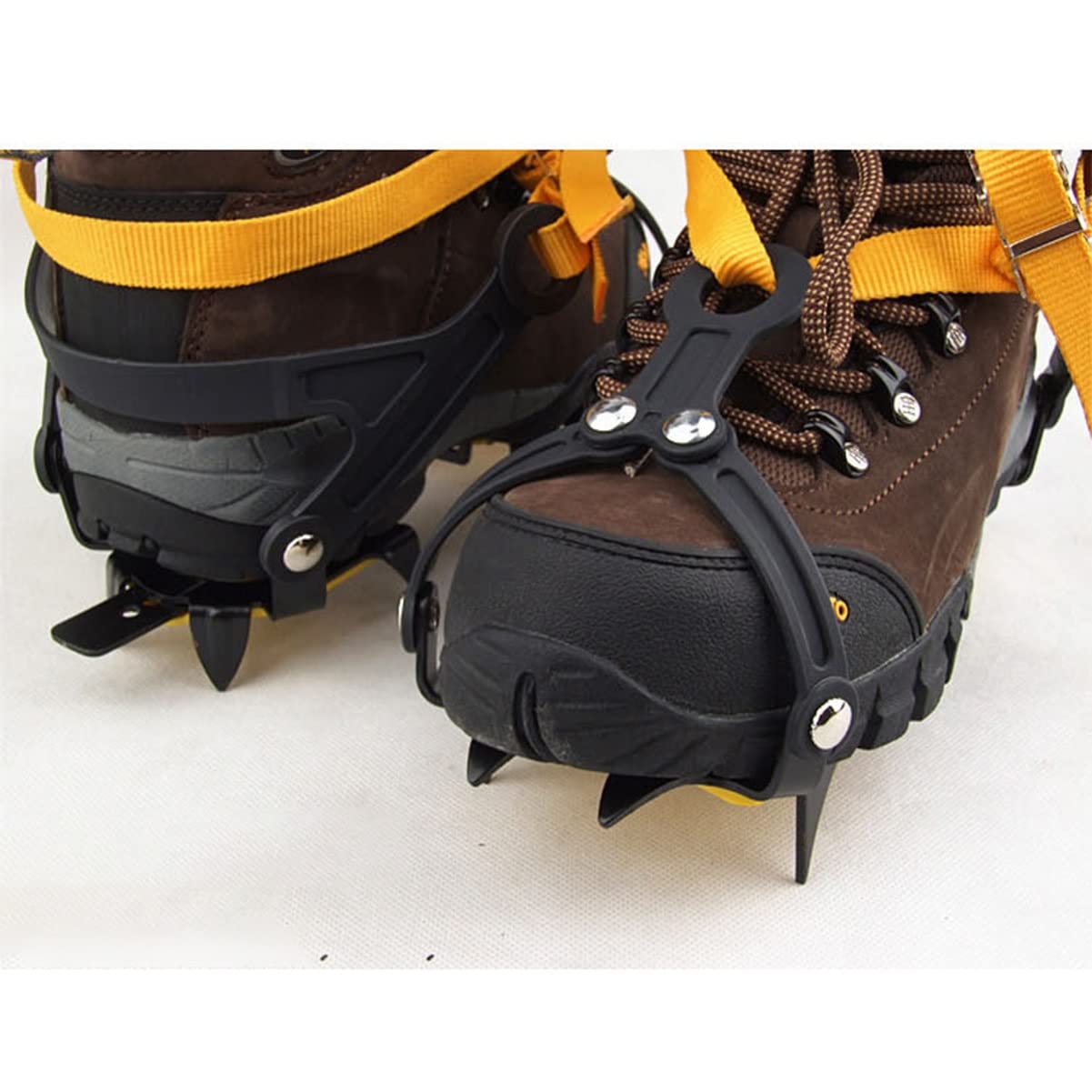 10 dientes antideslizantes garras de hielo, crampones de hielo ajustables, de alta resistencia de acero de hielo Cleat, pinchos de tracción de hielo para los zapatos y las botas para la nieve y el bar