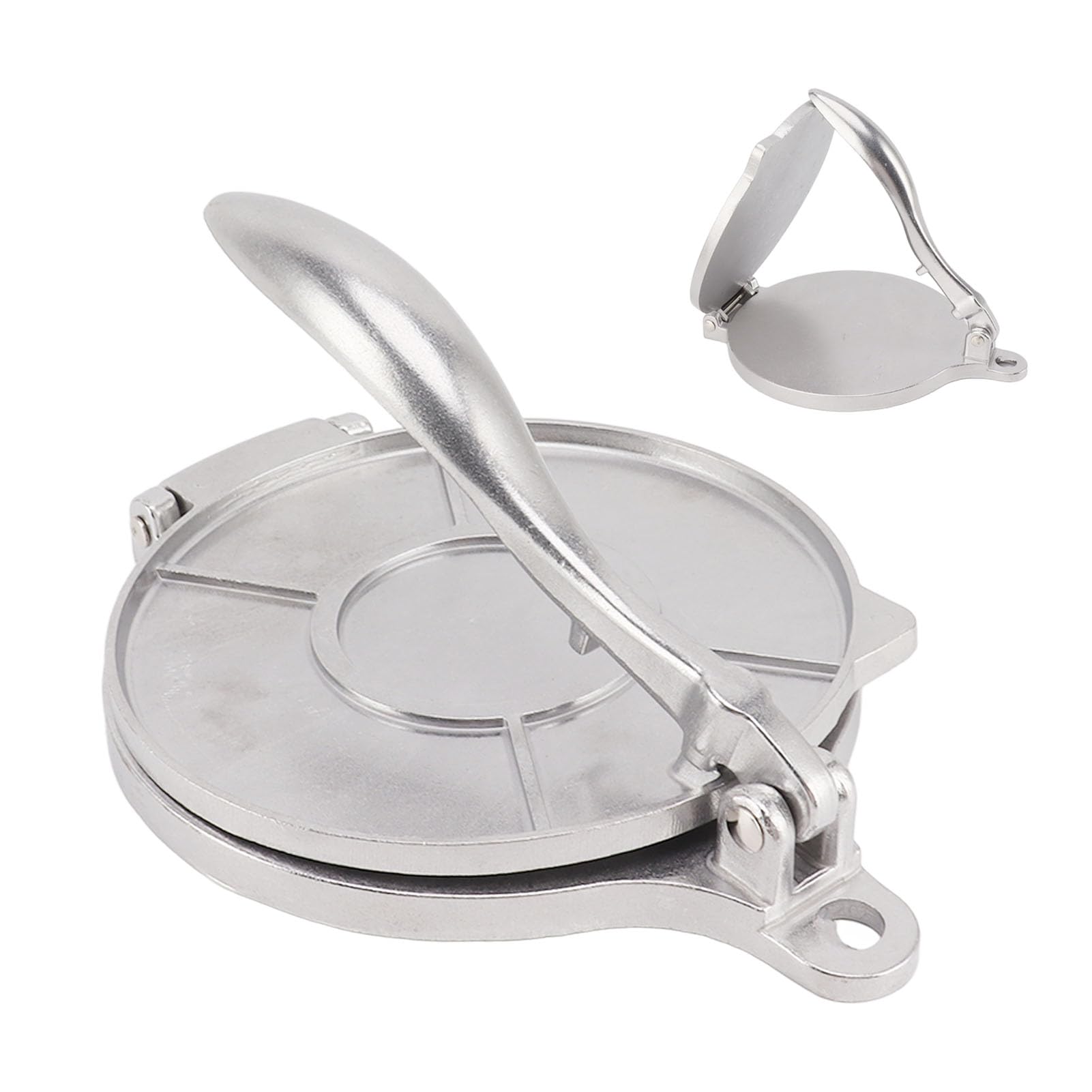 Tortilla Press, Heavy Duty Manual Tortilla Maker Press, Aluminum Alloy Flour Tortilla Press for Roti Dough Press Quesadilla Pizza Pie Patty Making (16cm Silver)