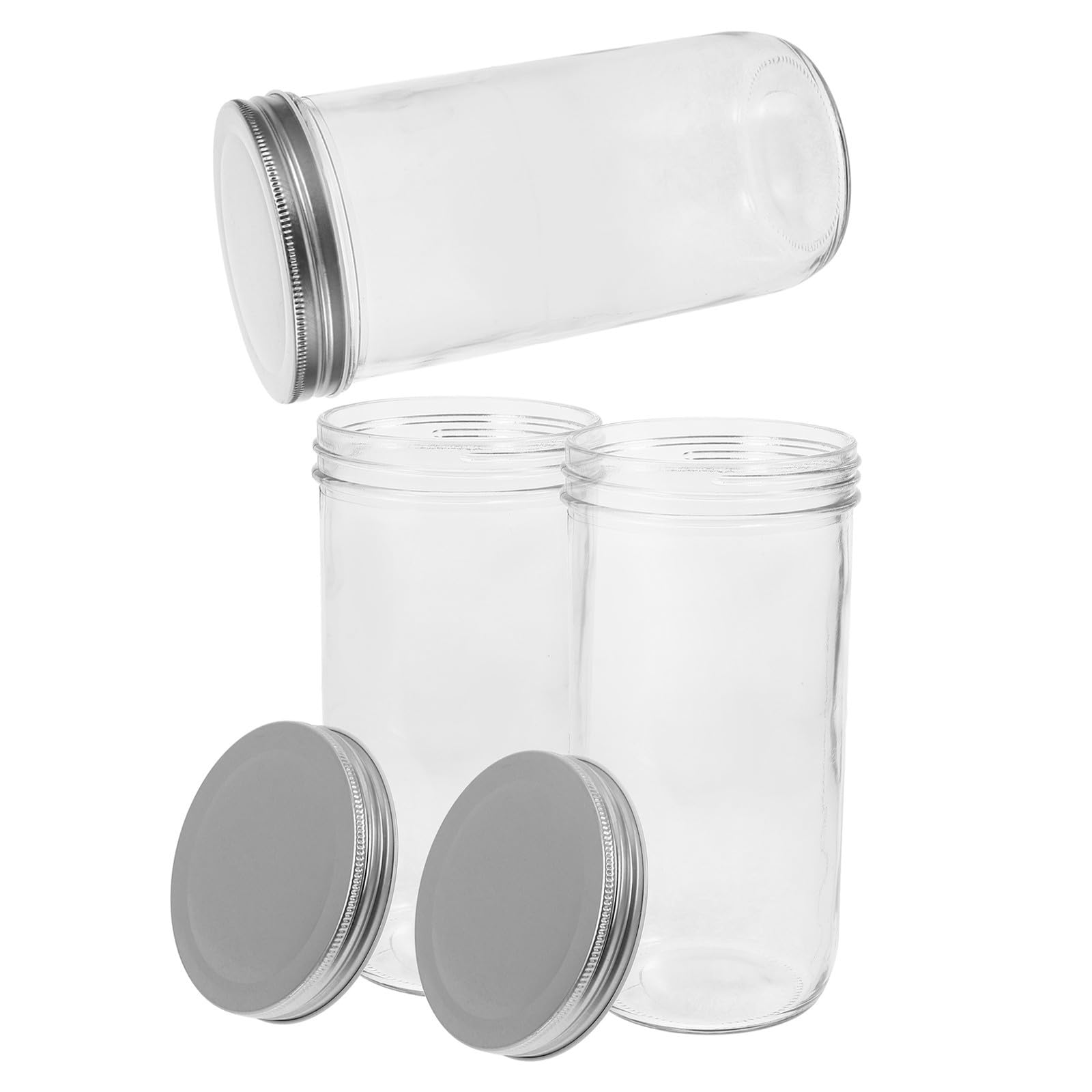 Abaodam 3 Stück Glas Vorratsgläser mit Deckel 36oz aus Glas und Metall