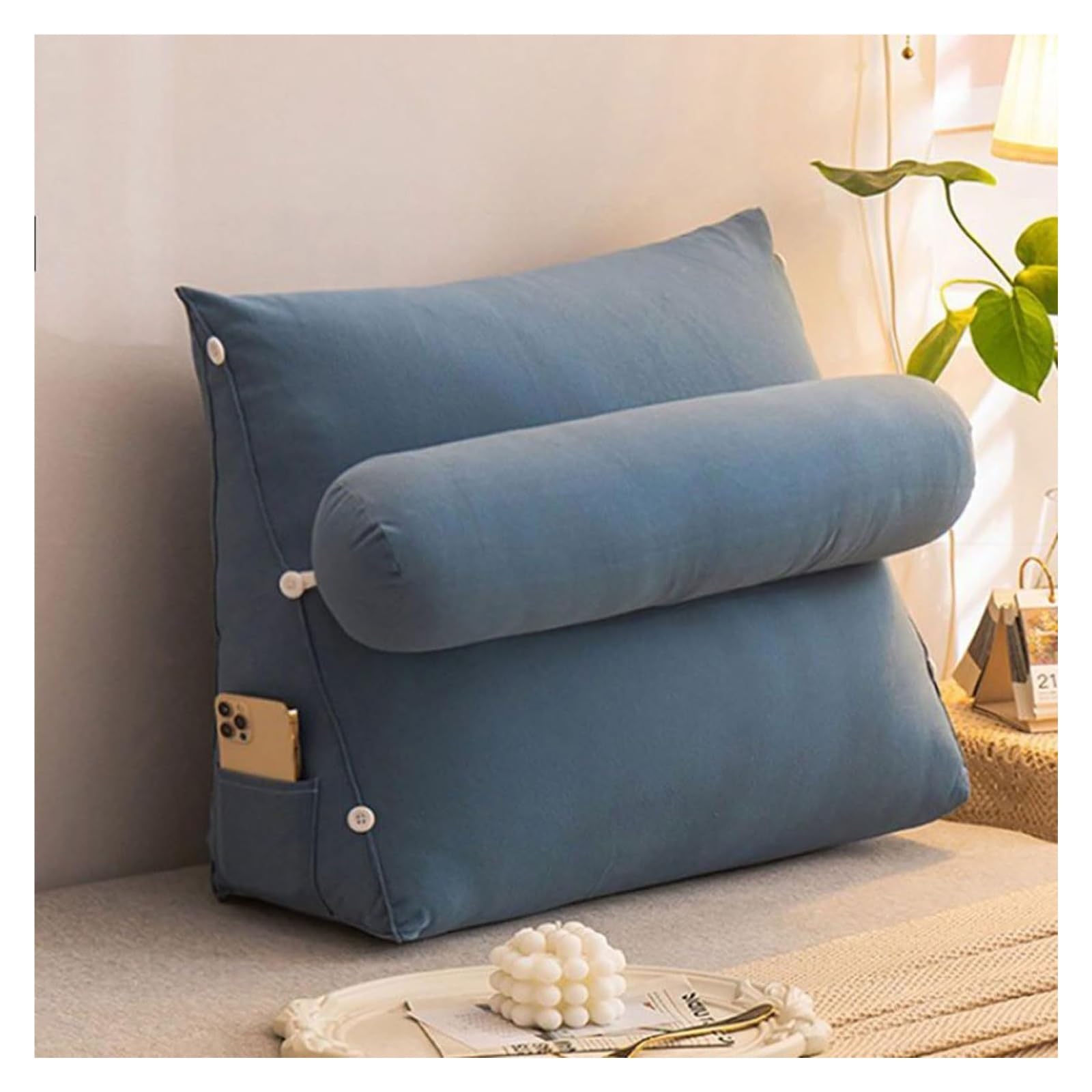 SDFGdtruR back pillow， Velvet | Great For BackRest Lumbar Support | And Durable Beanbag Ergonomic For(Navy Blue,60 x 50 x 22 CM)