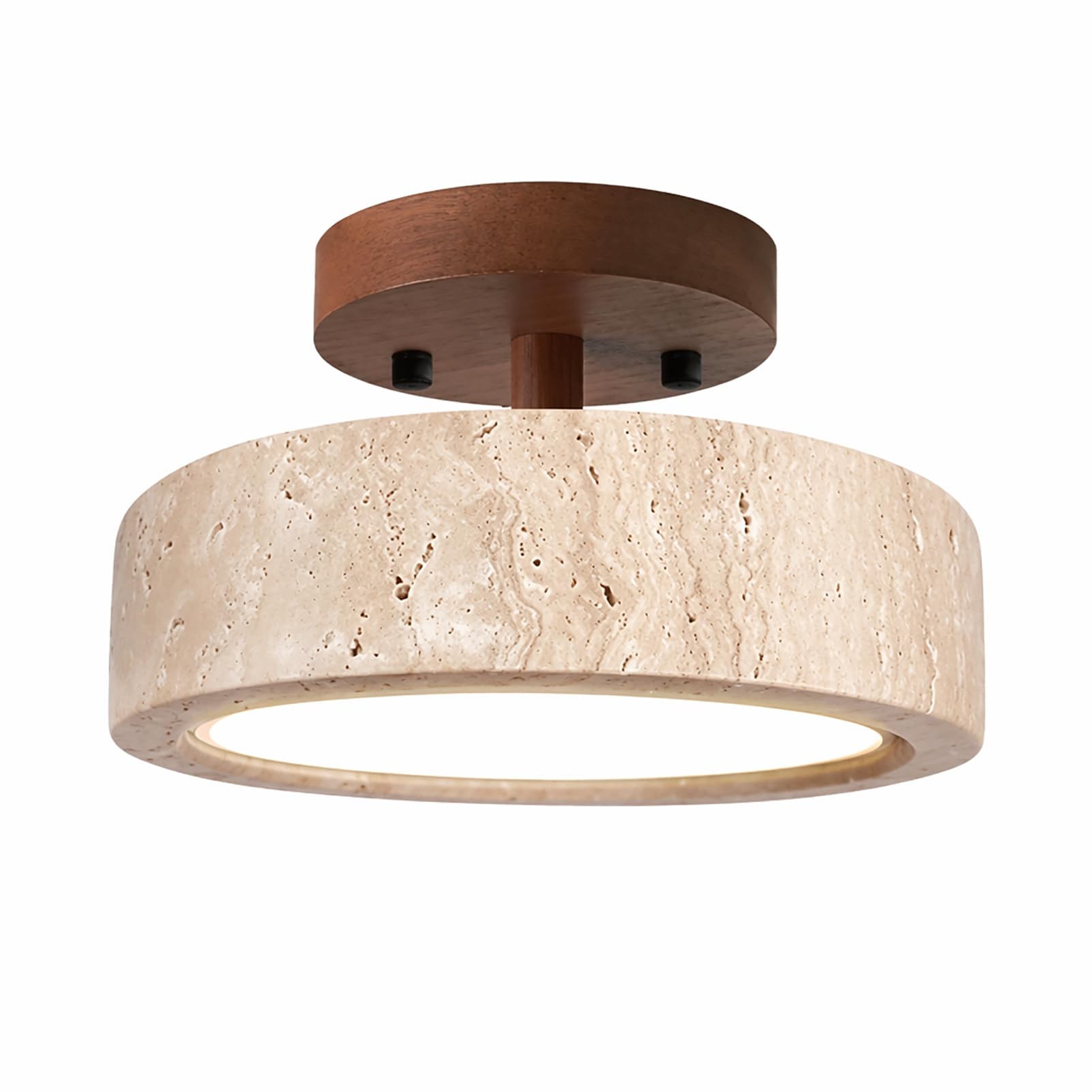 Plafoniera in Pietra Naturale Plafoniere Travertino Giallo Kampada da Soffitto Stile Giapponese per Camera da Letto Corridoio Cucina Ingresso,N2