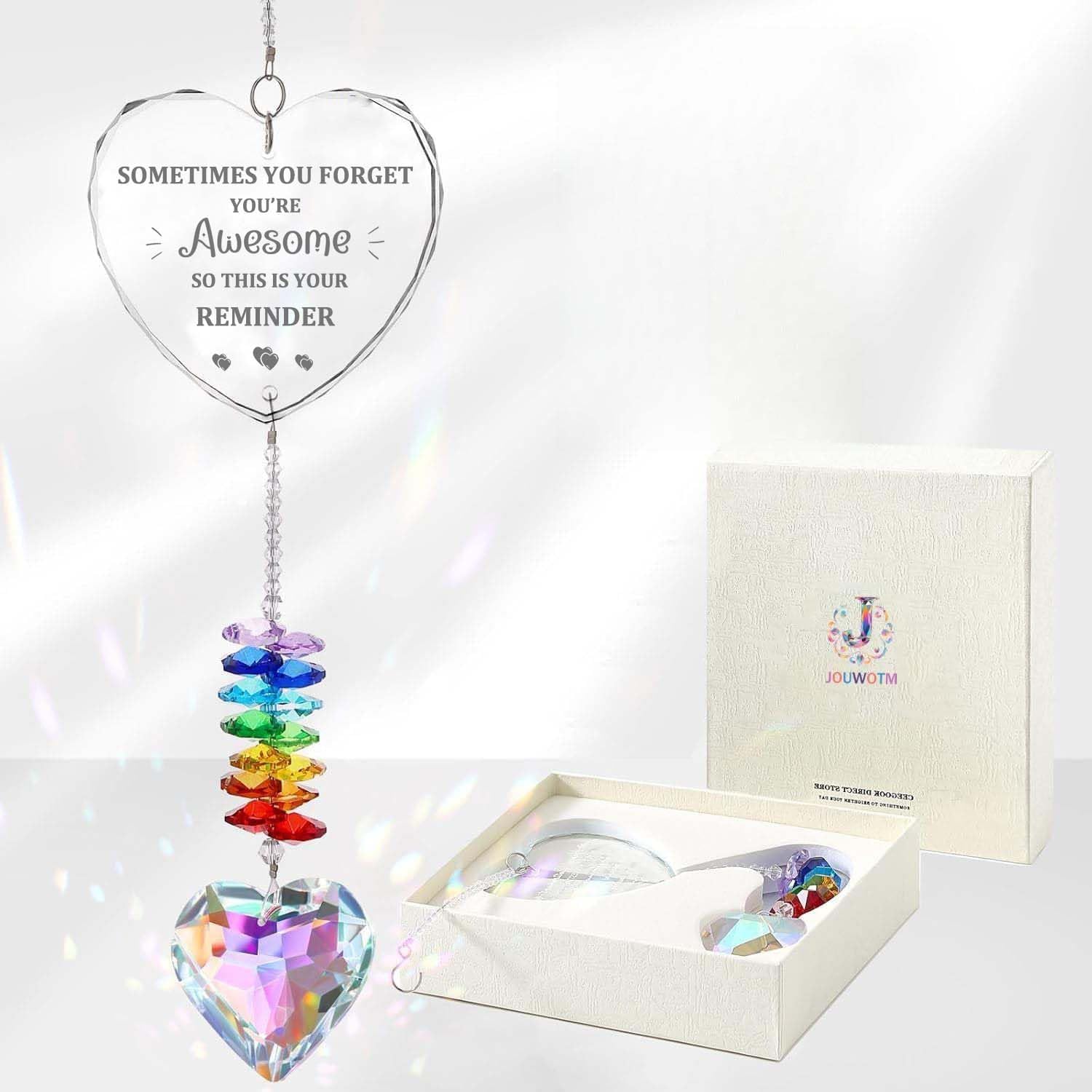 Jouwotm Women's Awesome Suncatcher Inspirational Gift For Friends Men, Sometimes You Forget You Are Awesome Crystle Suncatcher Birthday Gifts For Daughter Son Sister Coworker Appreciation Gifts Christmas Anniversary Keepsake