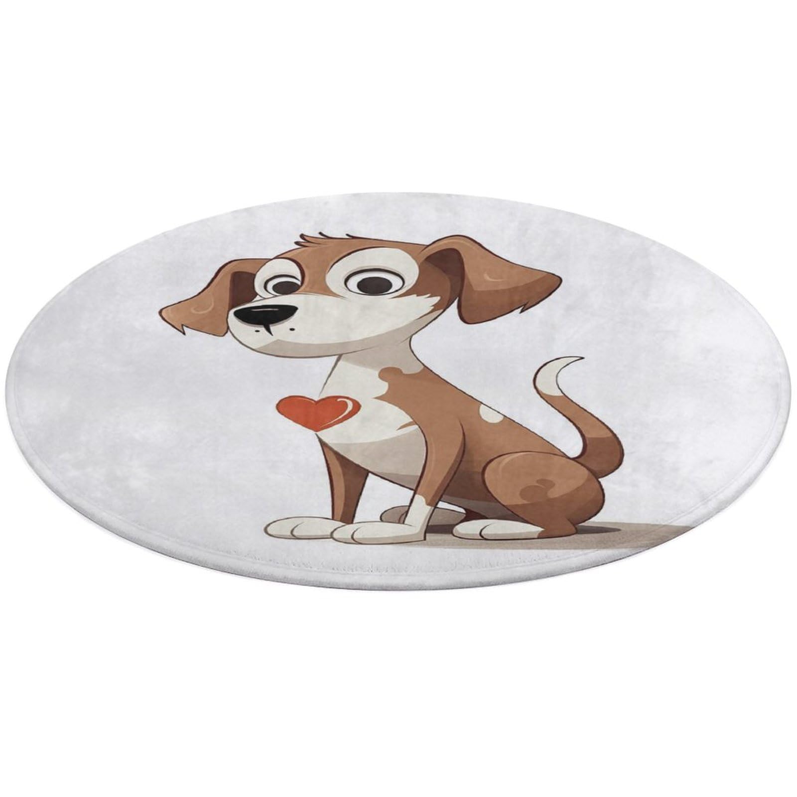 Tapis de bain doux et antidérapant en velours corail motif chien 90x90 cm