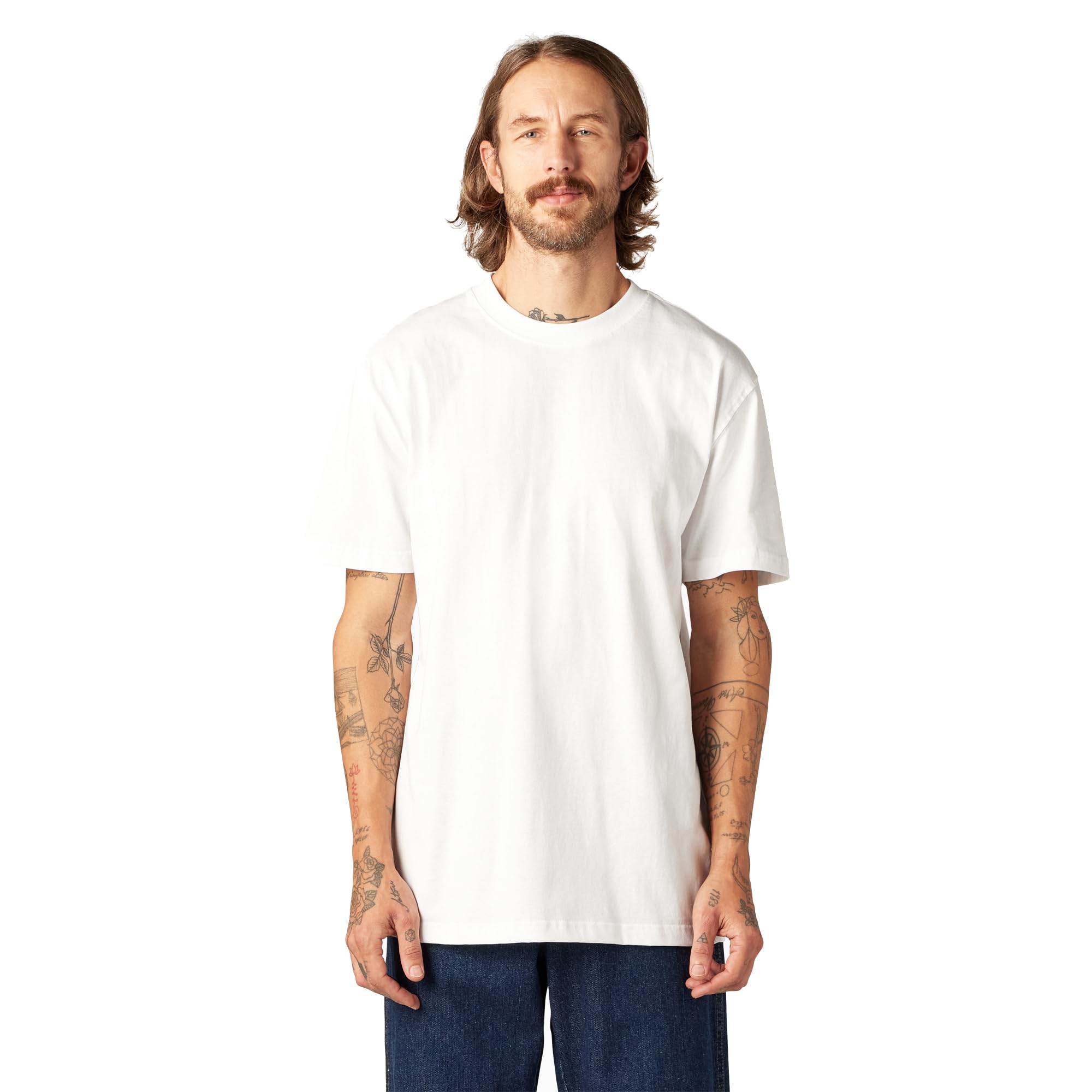 Dickies Men's Short Sleeve Heavyweight Crew Neck Work Utility T-Shirt, White, XL