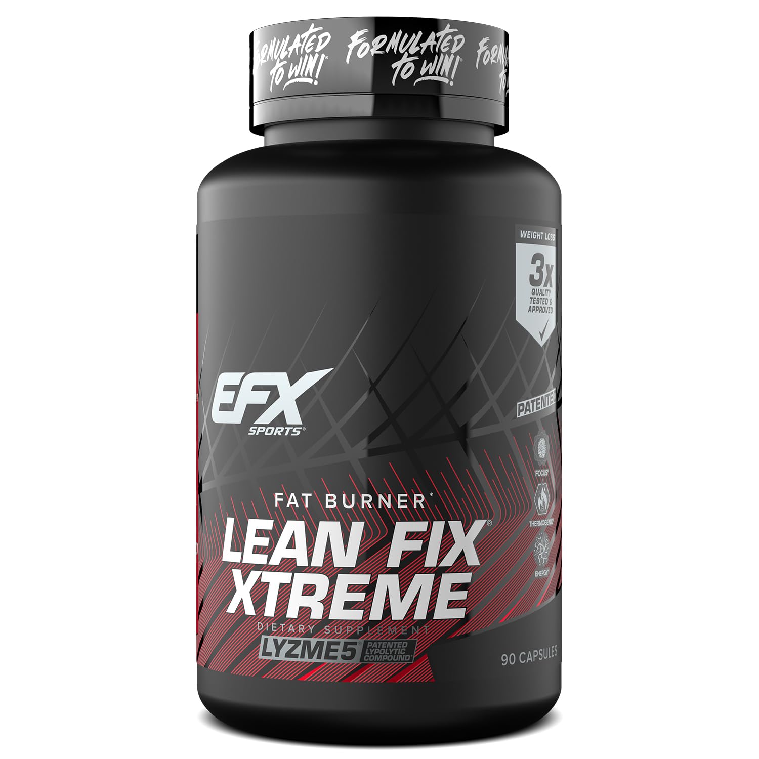 EFX Sports Lean Fix Xtreme | Suplemento para bajar de peso | Fórmula multipatentada para quemar grasa | Con Lyzme 5 | 30 porciones, 90 cápsulas
