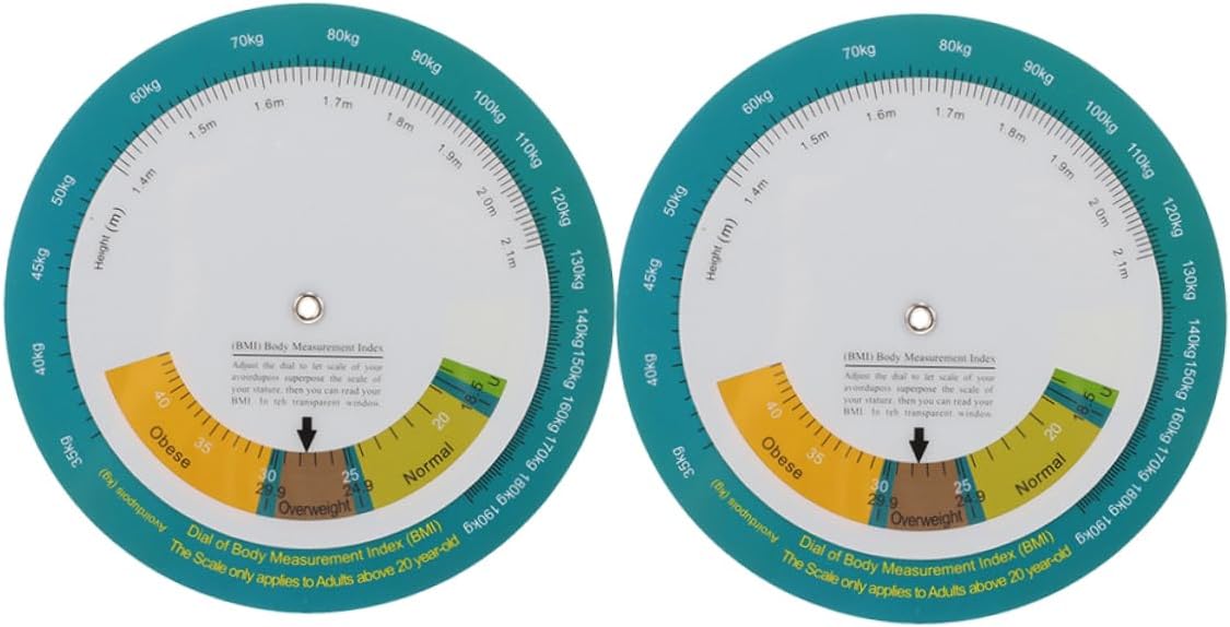 2pcs Bmi Body Index Wheel Calculator Wall Mounted Health Tracker for Height Weight and Bmi Measurements Management Tool for Home Gym Use