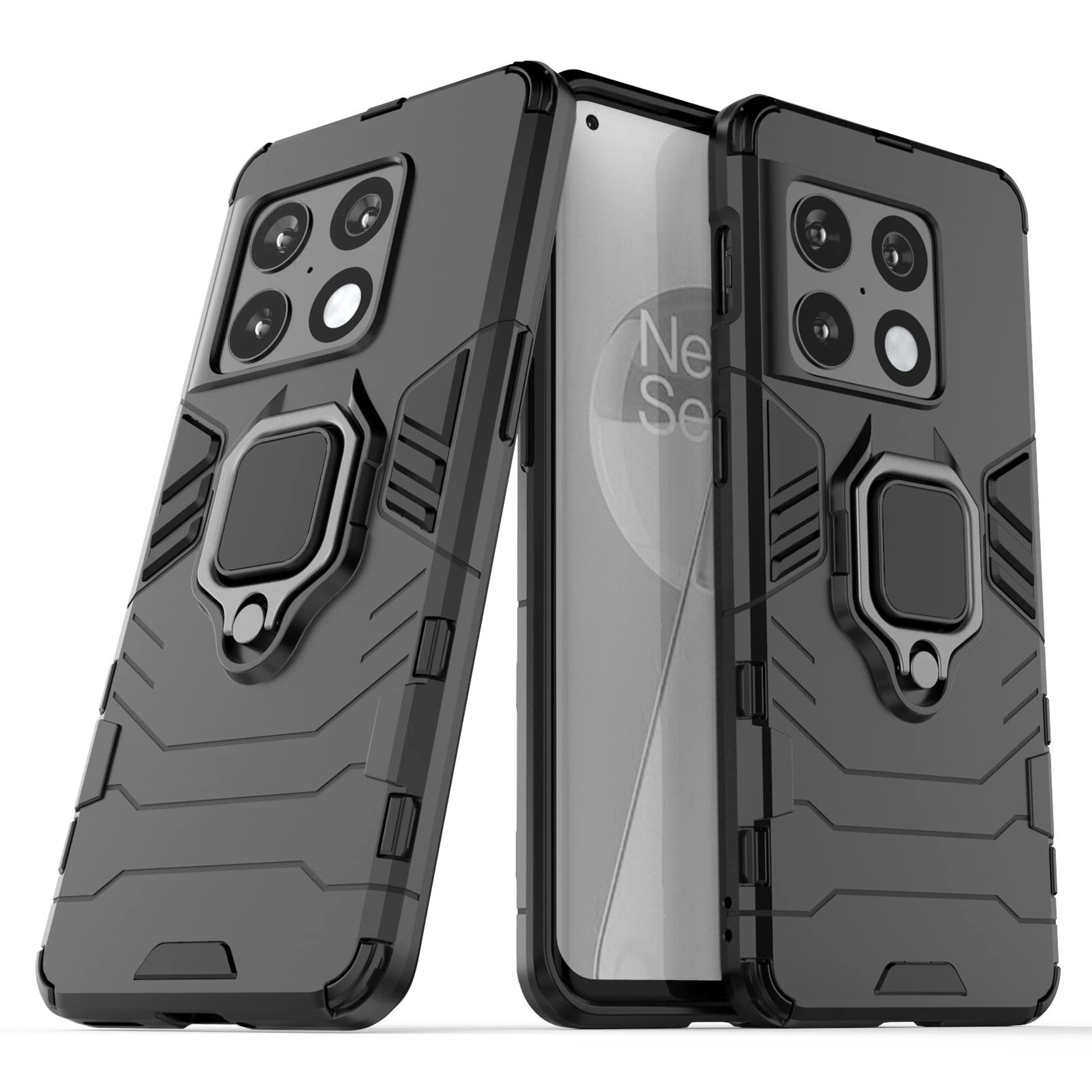 Case for OnePlus 10 Pro 5G,Hybrid Heavy Duty Protection Shockproof Defender Kickstand Armor Case Cover,Black