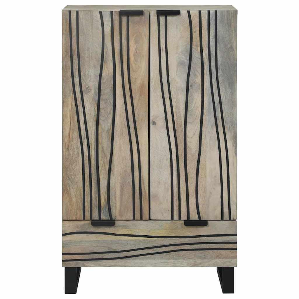 Générique Credenza Legno Mango Massiccio Bianco E Nero | Vasellame spazioso da parete per salotto o sala da pranzo