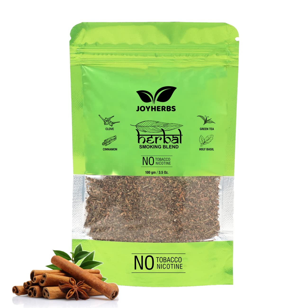 JOYHERBS Ayurvedic & Herbal Nicotine Free Mixture For Smoking | 100% Tobacco Free and Nicotine Free - Pack of 100 gram | Tobacco Alternatives Organic Smoking Blend Mix Of Clove, Tulsi and Green Tea (B0CBN17RSM) Amazon Price History, Amazon Price Tracker