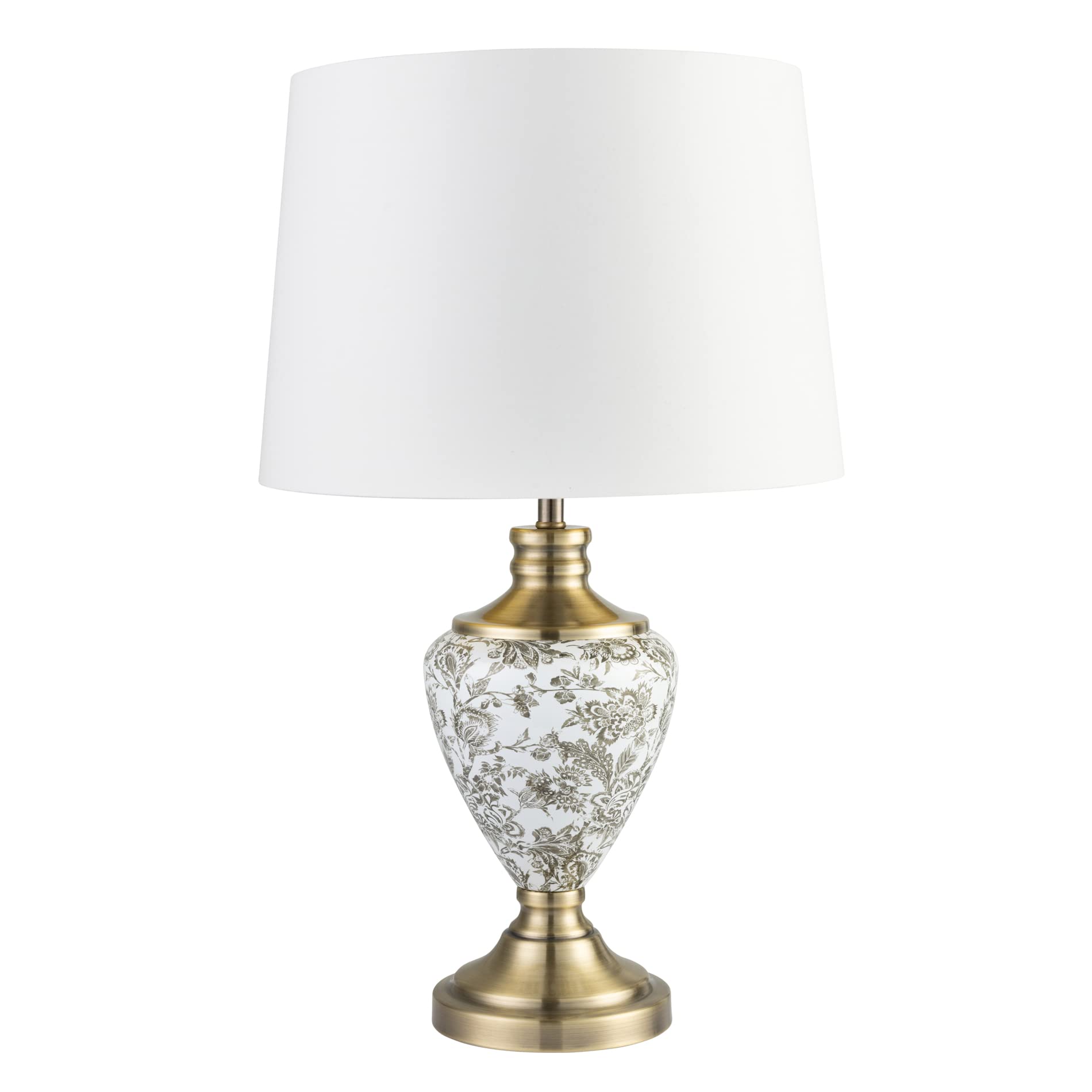 Lighting Supermarket Gold Hepburn Large Printed Ceramic Table Lamp With Cream Lined Shade - Print & Brass