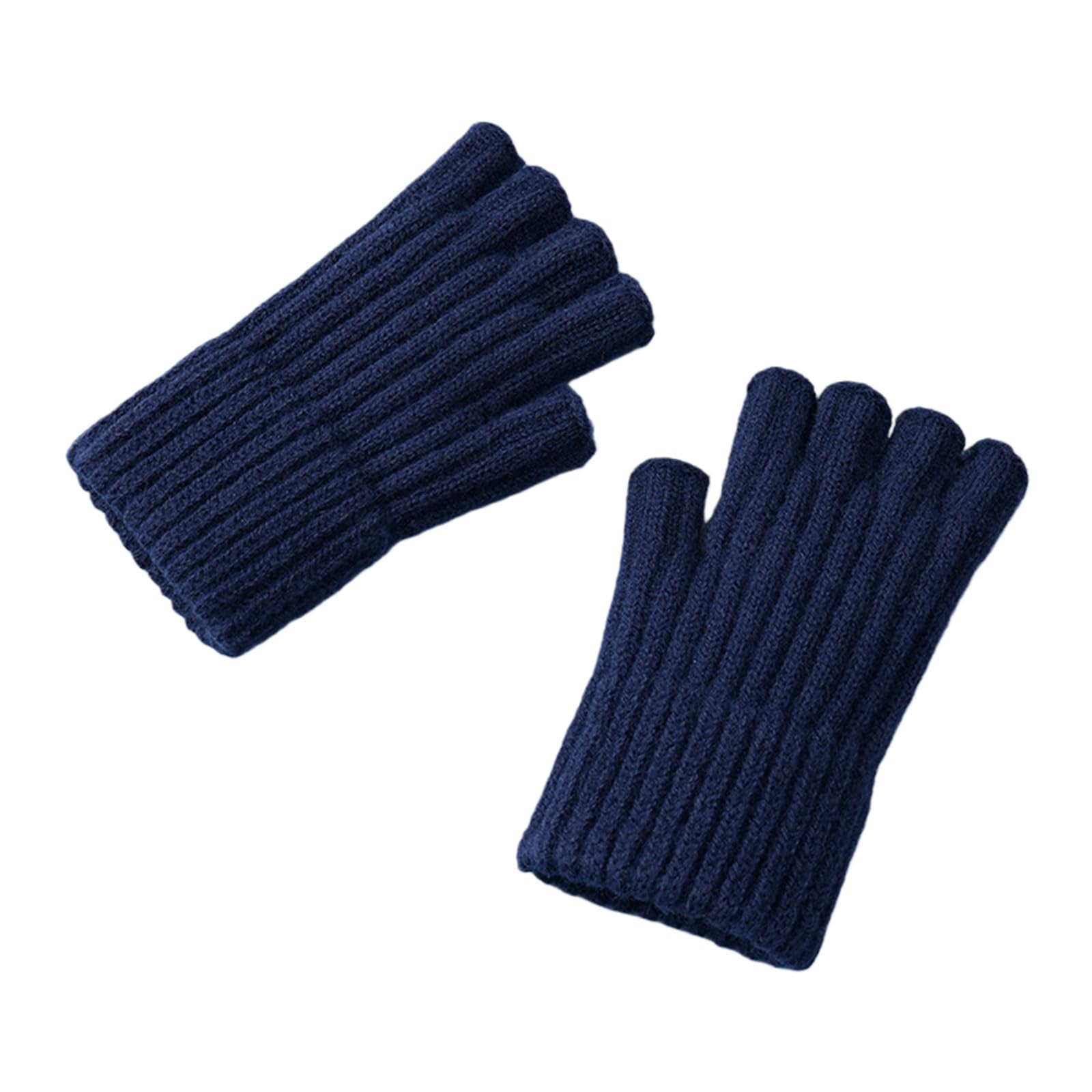 YUXITA Thick Knitted Fingerless Gloves For Men Cold Weather Cycling Outdoor Activity Warm Thermals Protecting