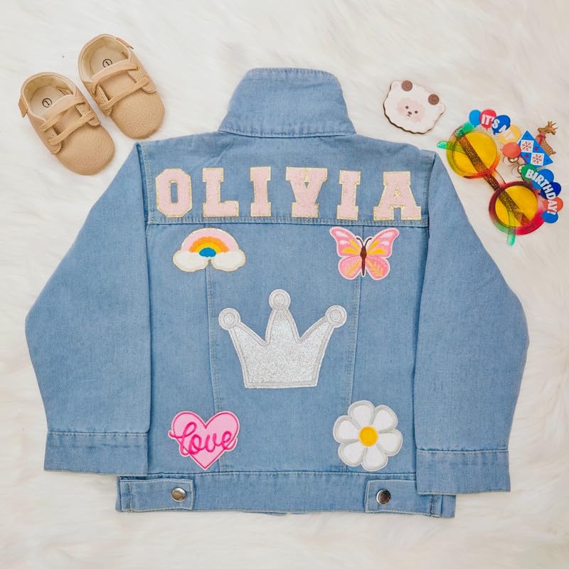 Custom Toddler Denim Jacket with Name, Personalized baby Jean Jacket, Personalized Baby Gifts for Girl Boy3