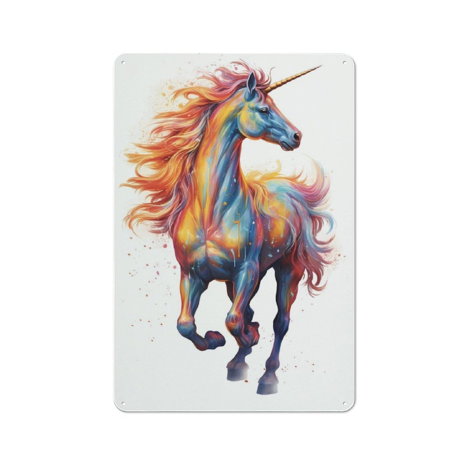 Junmoney Unicorn Color Vintage Tin Sign 30X20cm With For Garage Wall, Suited To People Furnishing A Garage