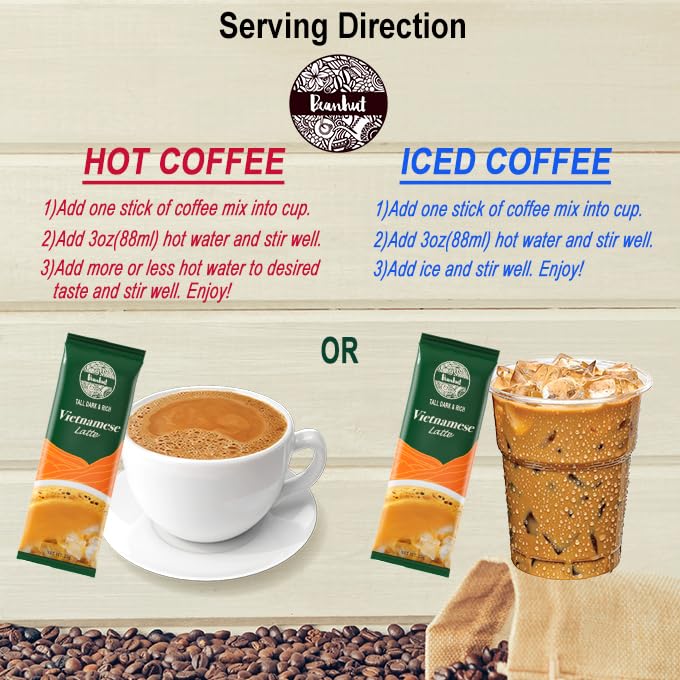 Beanhut's Vietnamese Latte, Instant Coffee Mix, 3 in 1 Coffee Mix, 25g x 50 sticks(2.75 lb) - Image 5