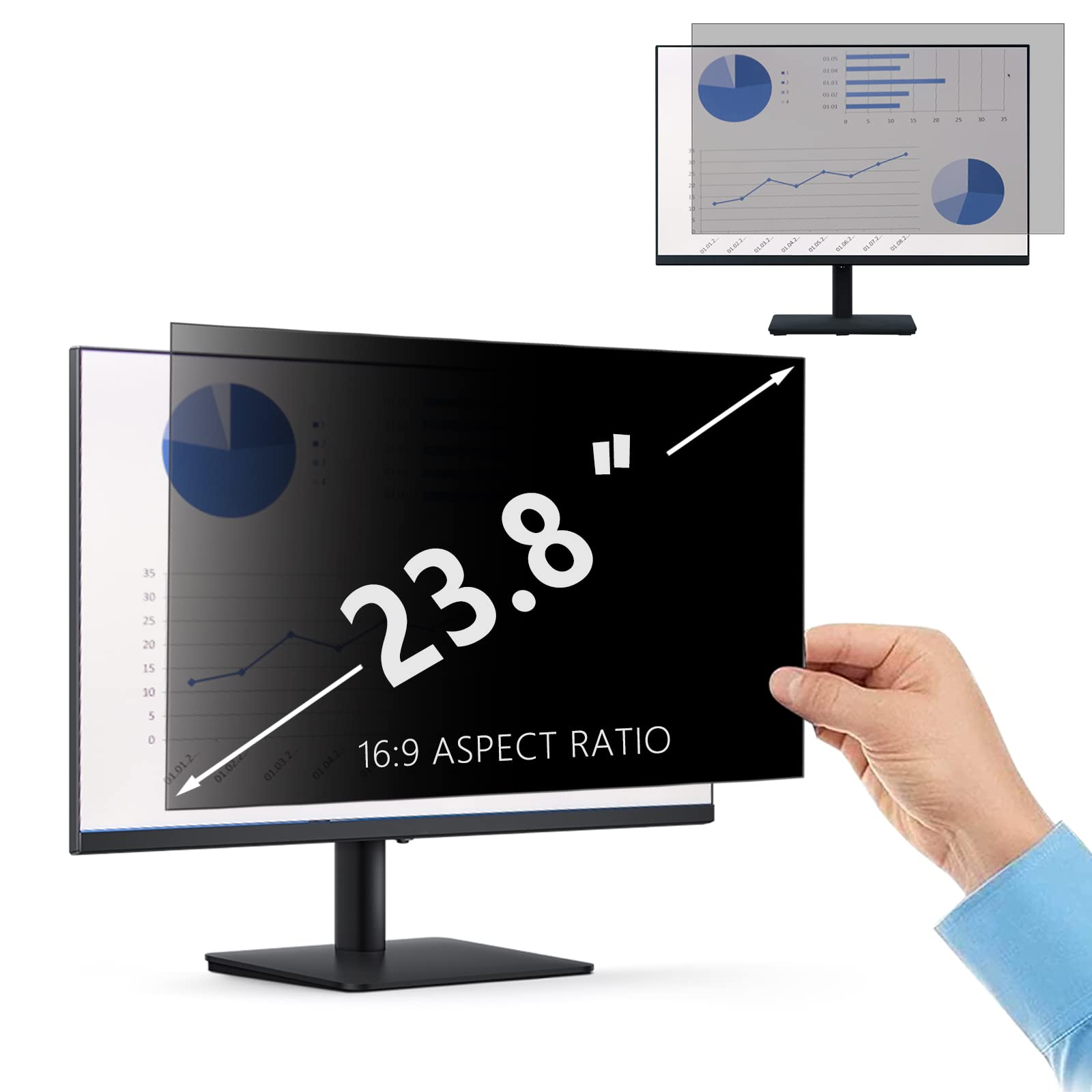 23,8 Zoll 16:9 Desktop Privacy Filter I Blickschutzfilter für Desktop Computer Widescreen Monitor I Privacy Screen Filter, Anti-Glare, Blocks 96% UV, Anti-Scratch, 23,8 Zoll 16:9