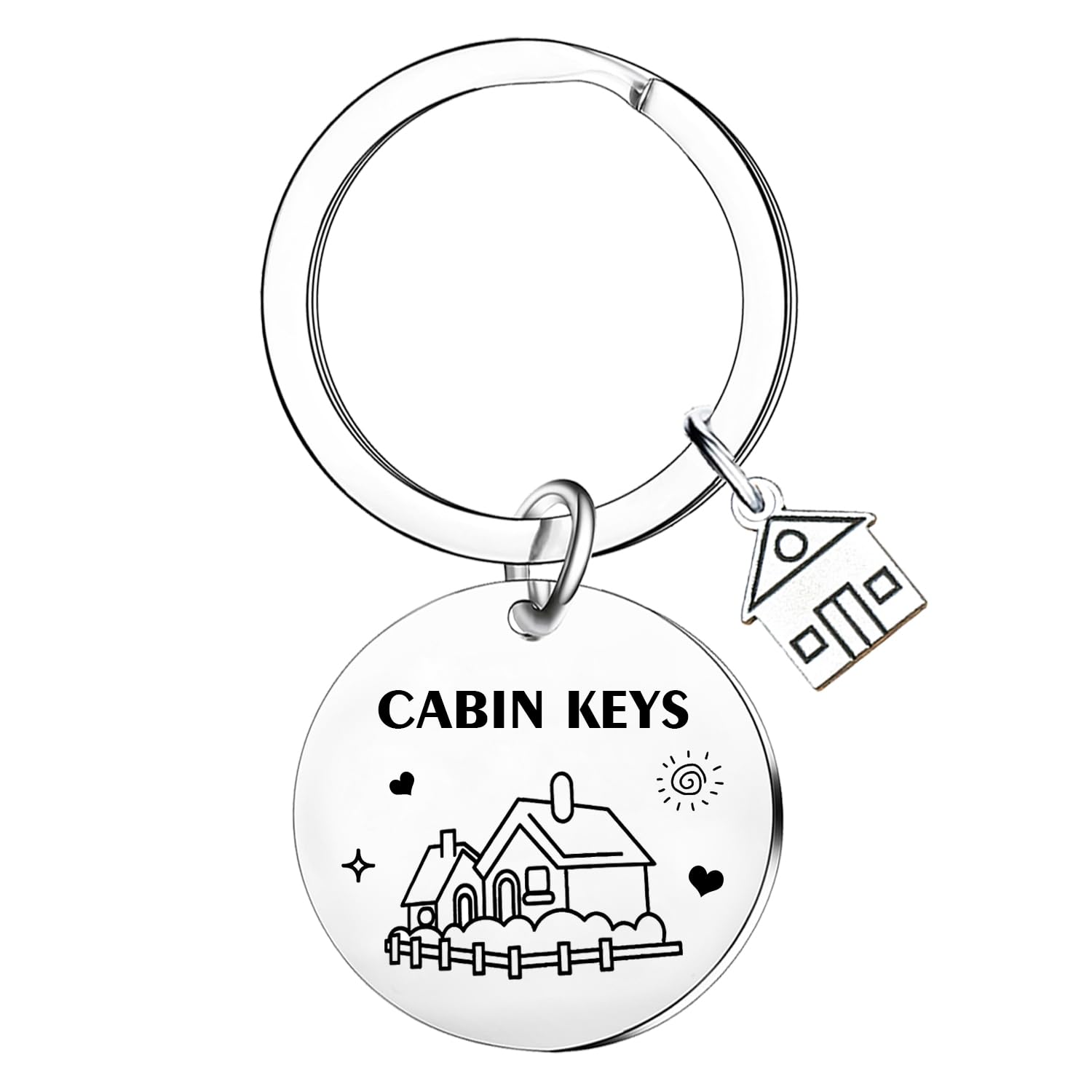 Cabin Keychain New Home Gifts Housewarming Gifts for Family Friend County House Keyring Christmas Birthday Gift for New Cabin Owner