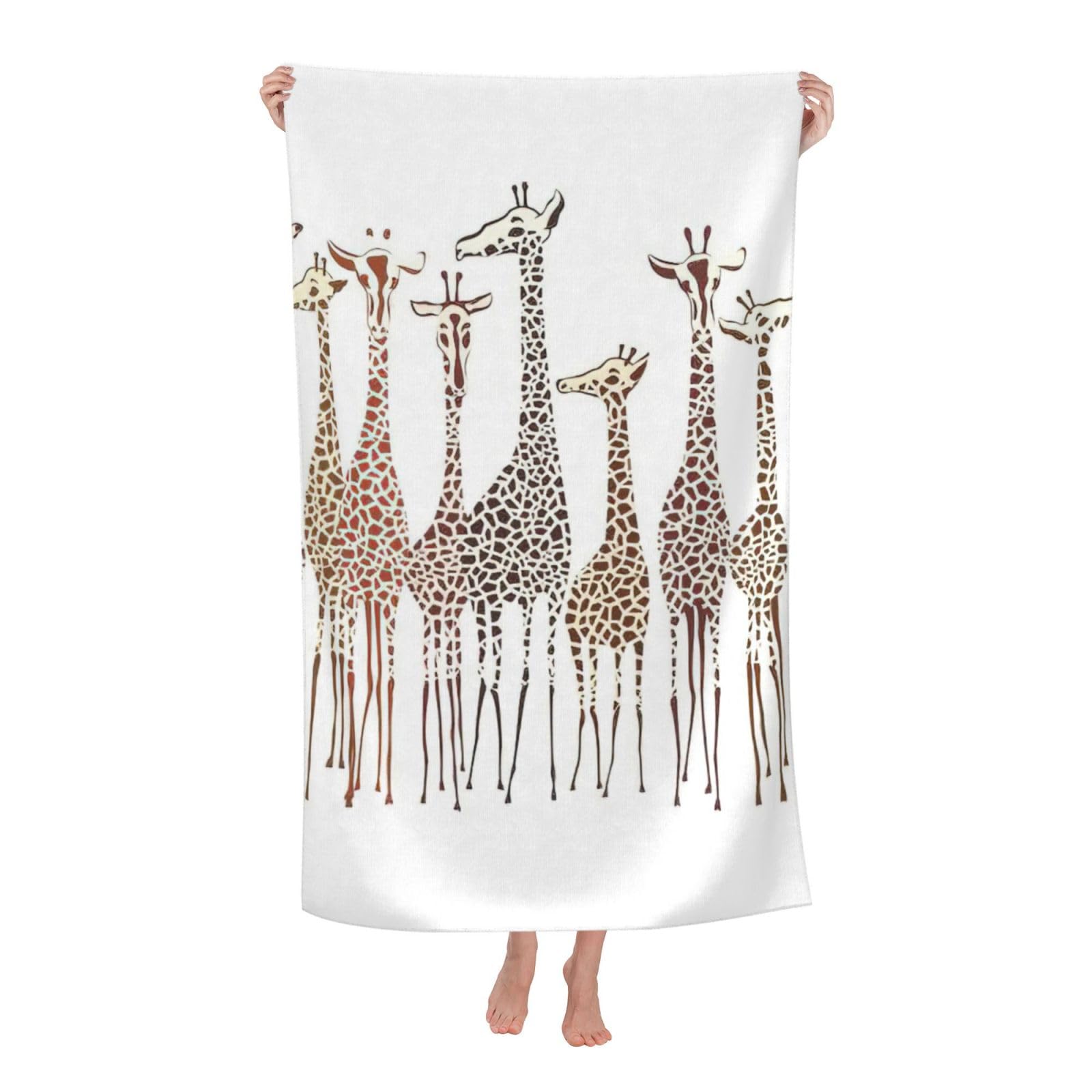 NImongt Cute Wild Cartoon Giraffes Print Oversized Adult Beach Towel For Travel Weekend Getaways Festivals Camping Trips