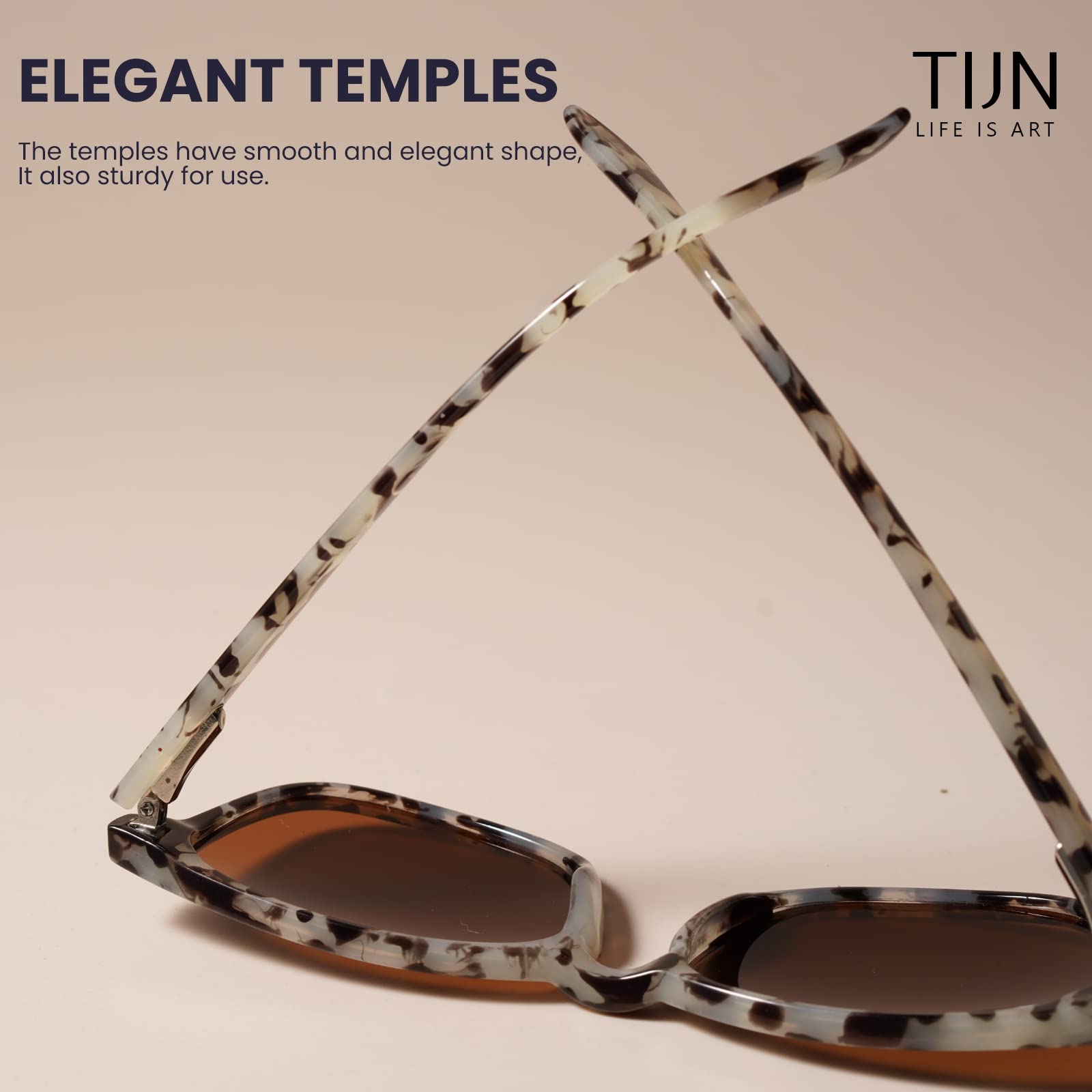 TIJN Polarized Sunglasses for Womens and Mens,Classic Square Frames Shades for UV Protection, Stylish and Trendy Sunnies