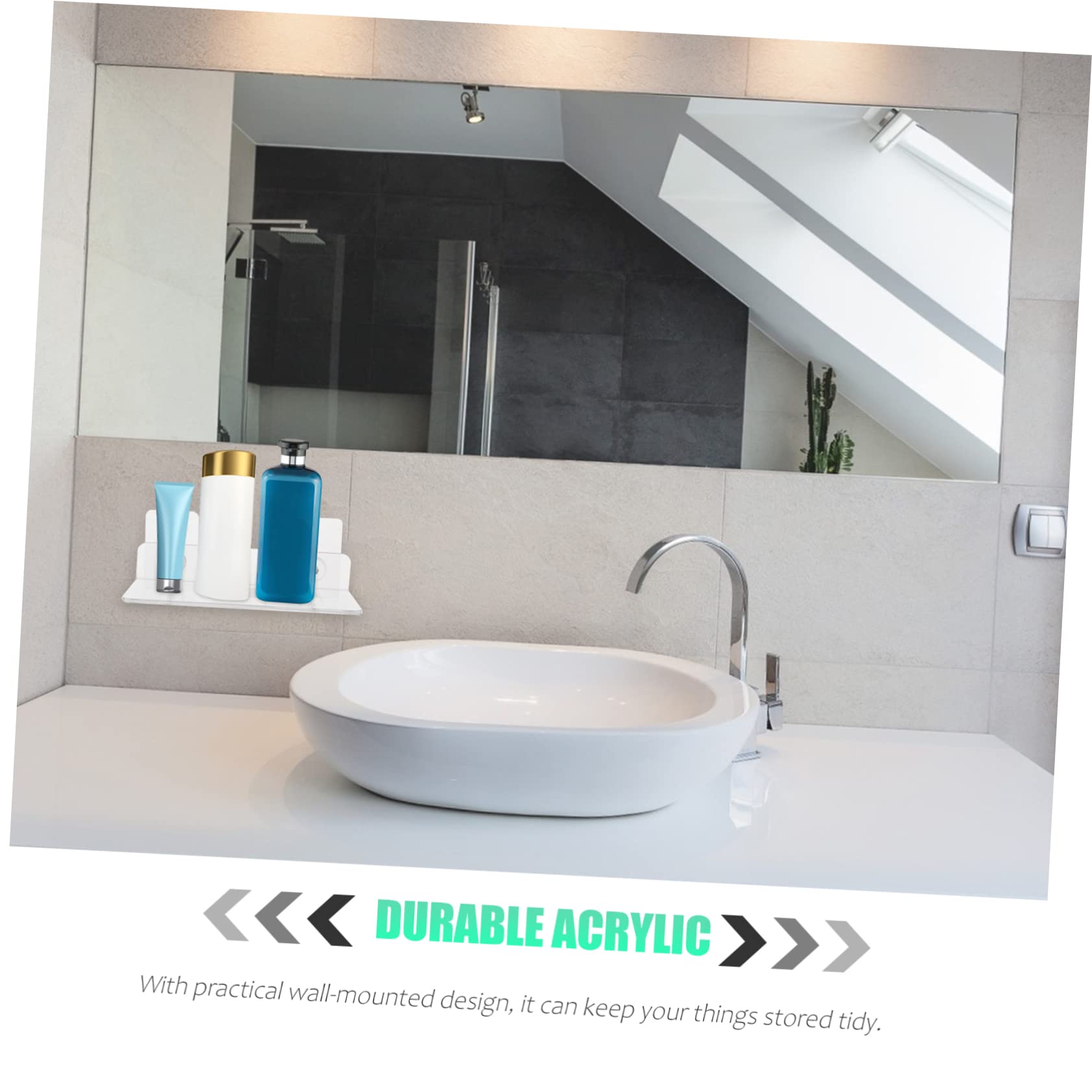 POPETPOP 4sets Acrylic Wall Hanging Storage Rack Punch Sundries Holder for Bathroom Kitchen Durable Design Modern Minimalist Style Easy to Clean 2pcs*4