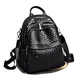 Mochila Feminina de Couro Sintético, Modelo Canguru(Preto)