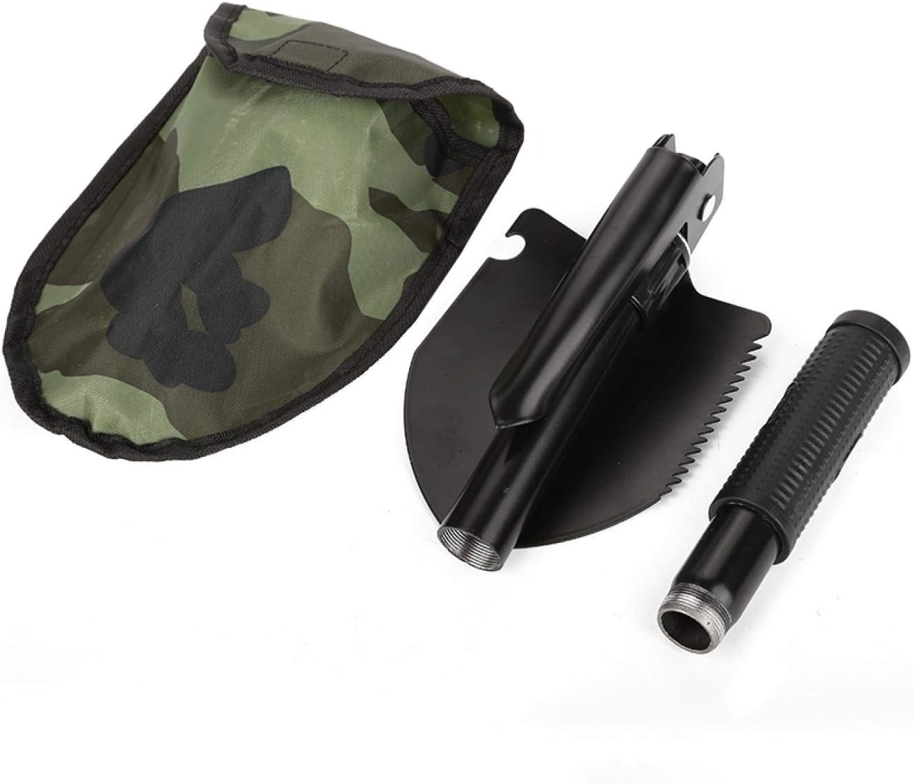 Specialty Military Folding Shovel，Multi-function Folding Survival Shovel with Compass Dimension: 41.5 * 10 * 3cm / 16.3 * 3.9 * 1.2in，for Outdoor Camping Hiking Traveling