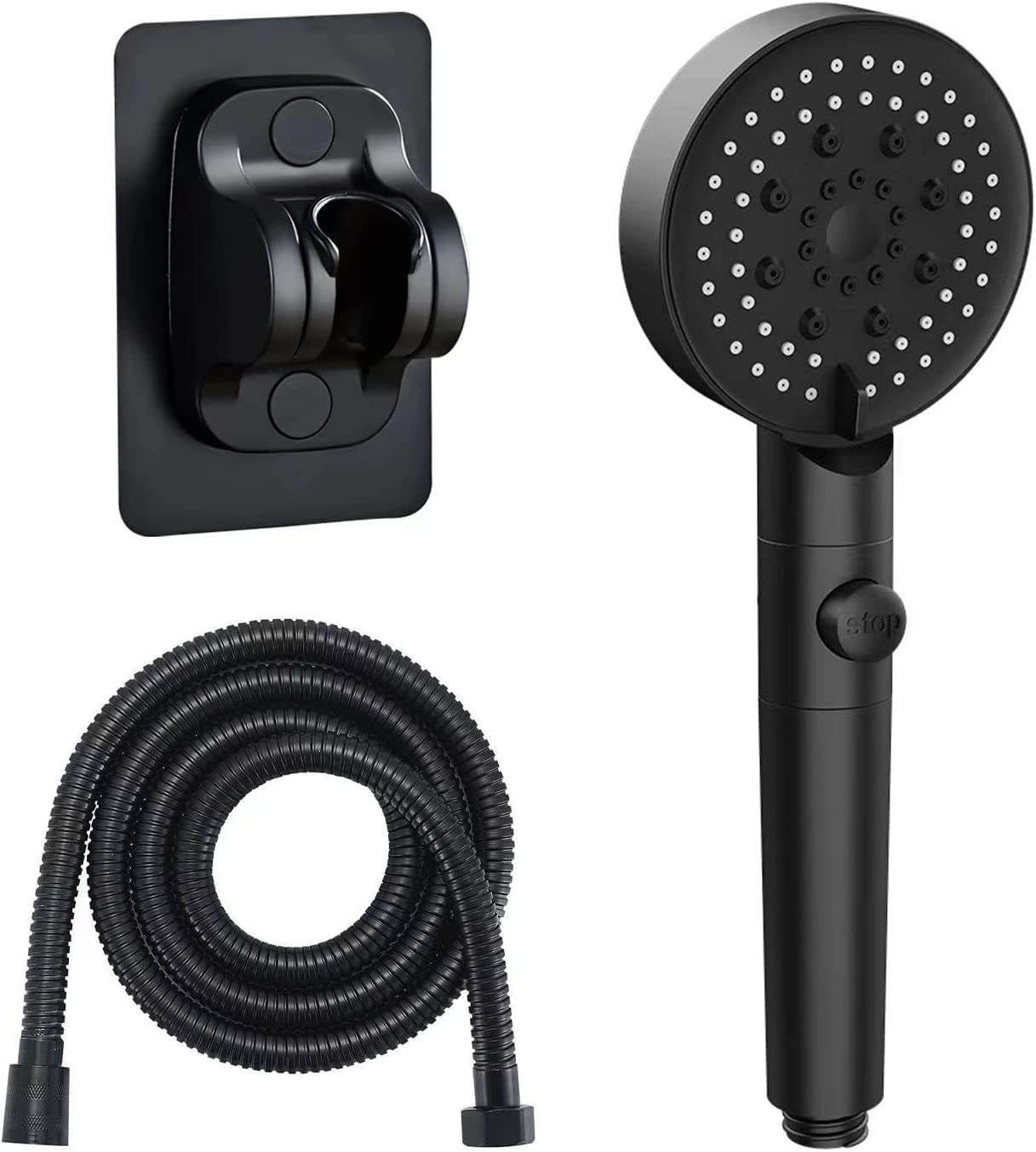 Tepengdie Shower Head Water Saving Black 5 Mode Adjustable High Pressure Handheld Shower Massage Showerhead Bathroom Accessories