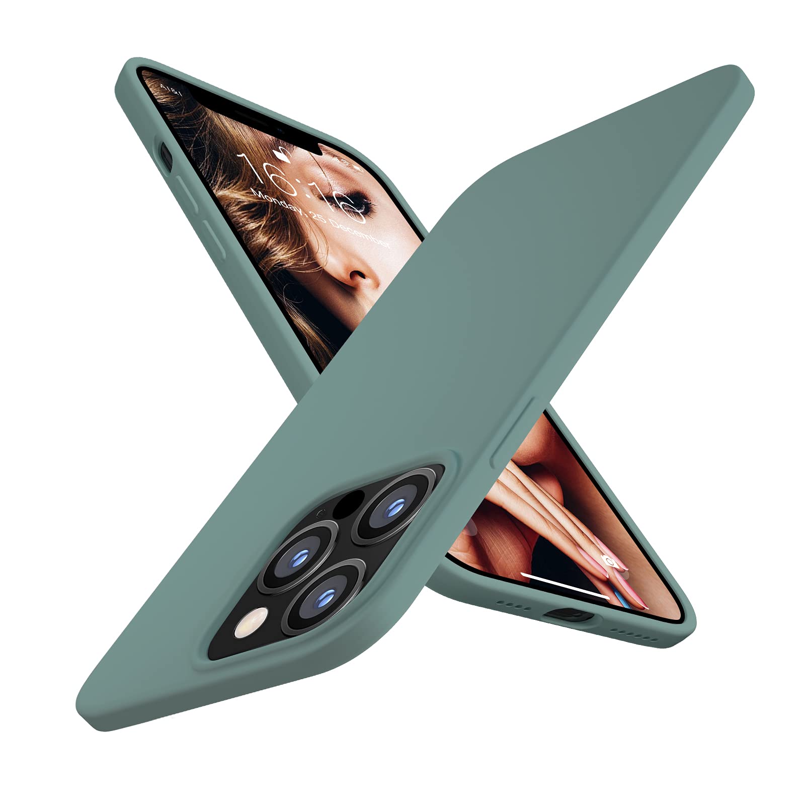 JASBONfor iPhone 13 Pro Max Case, Silicone Shockproof Slim Thin Phone Case for iPhone 13 Pro Max 6.7 inch, Support for Wireless Magnetic Charger, Pine Green