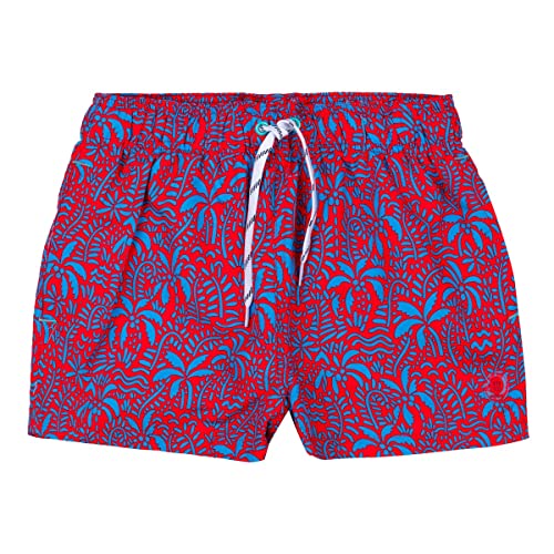 Short de bain garçon rouge Leavex imprimé palmiers pour enfant de 6 à 14 ans
