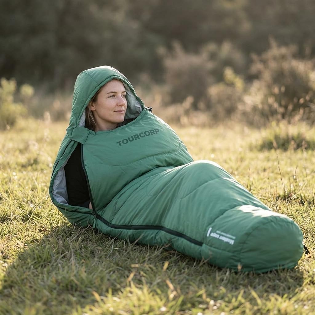 Sacco a Pelo Adulto Resistente E Leggero per Trekking E Campeggio Sacco Notte Compressibile in Nylon E Pongee Tessuto Sottile Traspirante per Notti