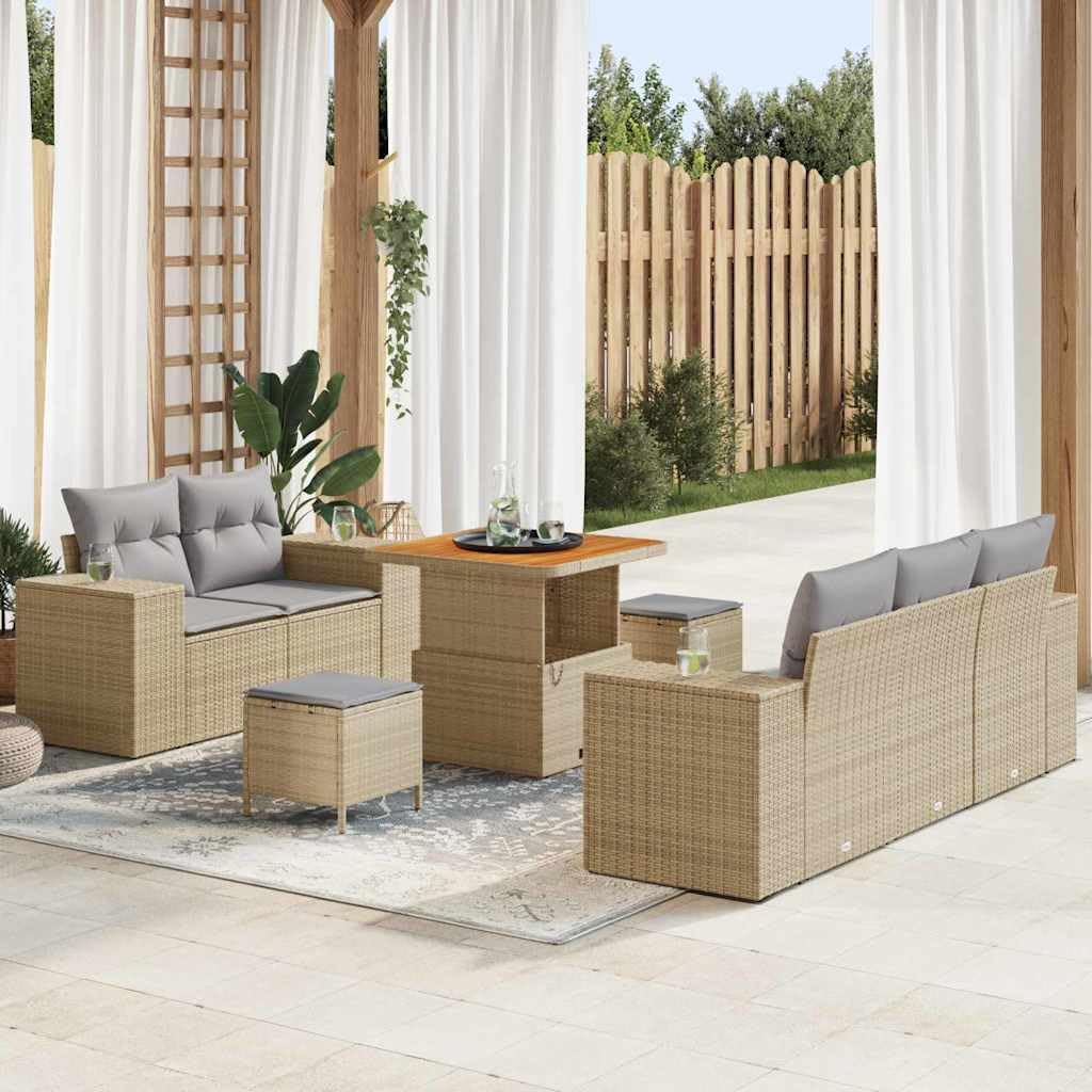 Ensemble de canapé de jardin 8 pièces pour 8 personnes en polyrotin