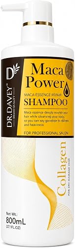 DR.DAVEY Maca Power Collagen Shampoo, Maca Essence Repair, for Dry & Damaged Hair, 800ml Pump Bottle
