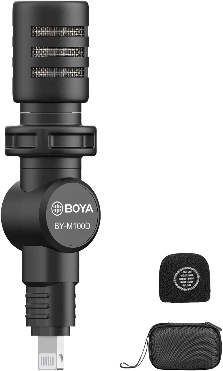 BOYA BYM100D iPhone Microphone Mini Plug&Play Phone Microphone for iPhone 14/14 Pro/13/iPad/IOS
