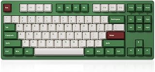 Akko 3087 Mechanical Gaming Keyboard Wired TKL Computer Keyboard, Matcha Red Bean Themed Programmable Macros, Cheery Profiles, PBT DoubleShot Keycaps (Cream Yellow Linear Switches)