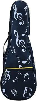 PUNK Ukulele Soprano Bag Case,21" Waterproof Oxford Musical Note Case Single Shoulder Backpack with Adjustable StrapsBlack