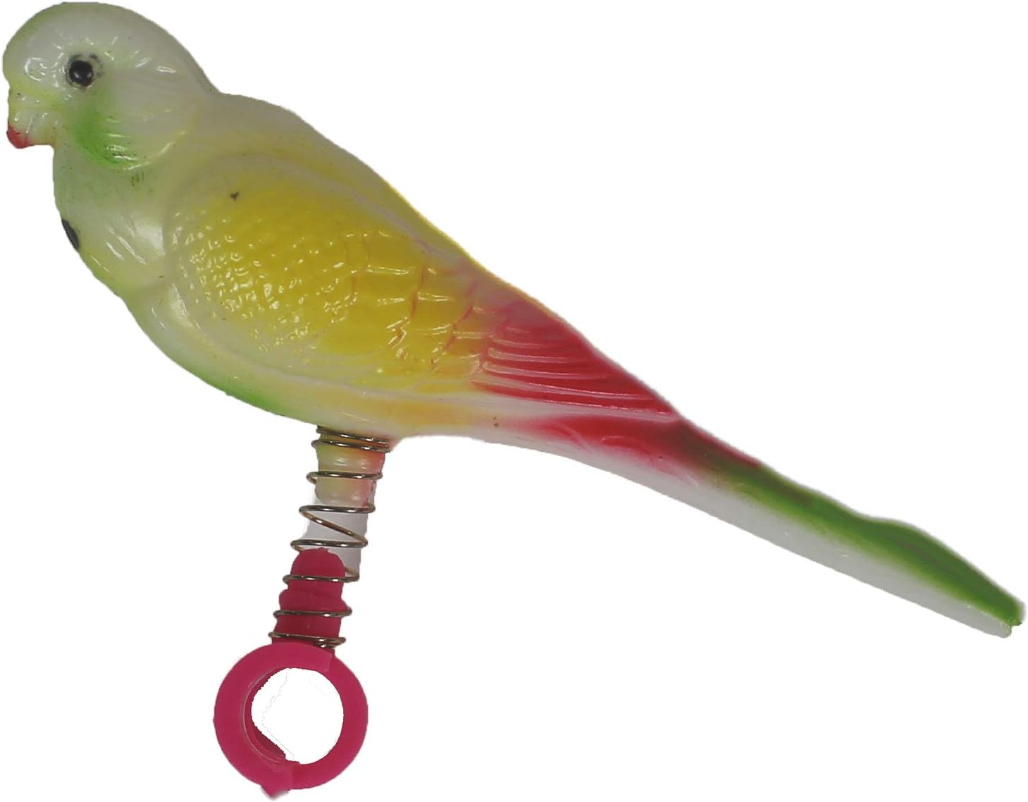 (BA509) Acrylic Bird Figure, Small size on spring | Easily attaches to cage | Give your bird a new friend